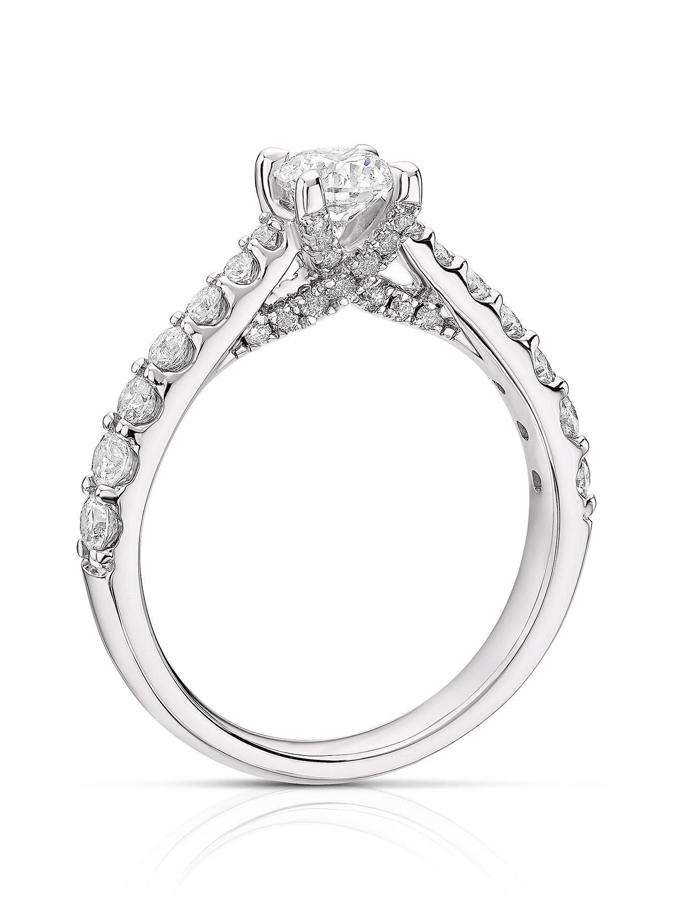 Image 3 of 5 of Ernest Jones Platinum 1ct Diamond Engagement Ring. Round Cut Four Claw Solitaire Ring
