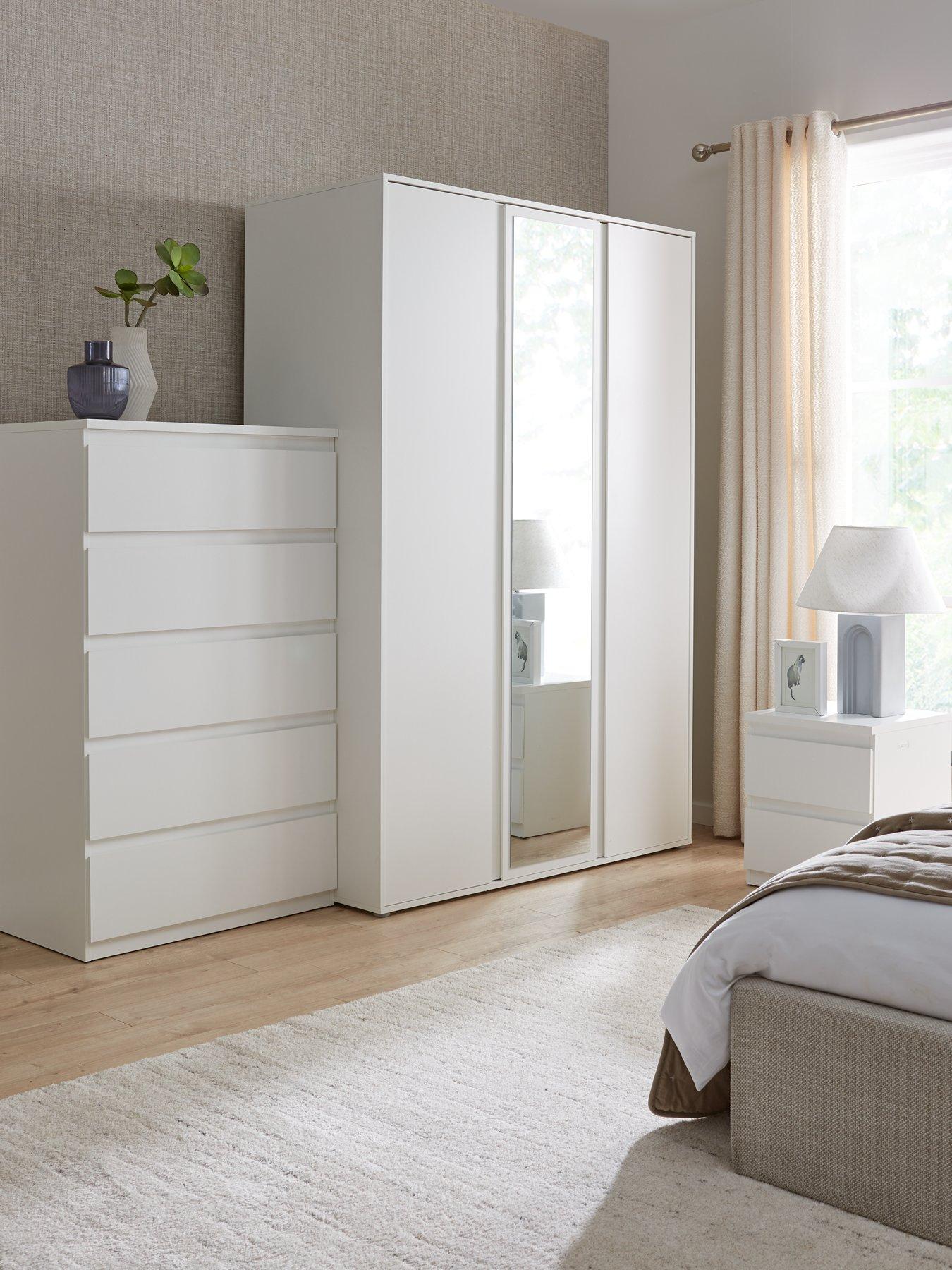 Very Home Lisson 3 Piece Package - 3 Door Wardrobe, 5 Drawer Chest and 2 Drawer Bedside Chest - FSC® Certified