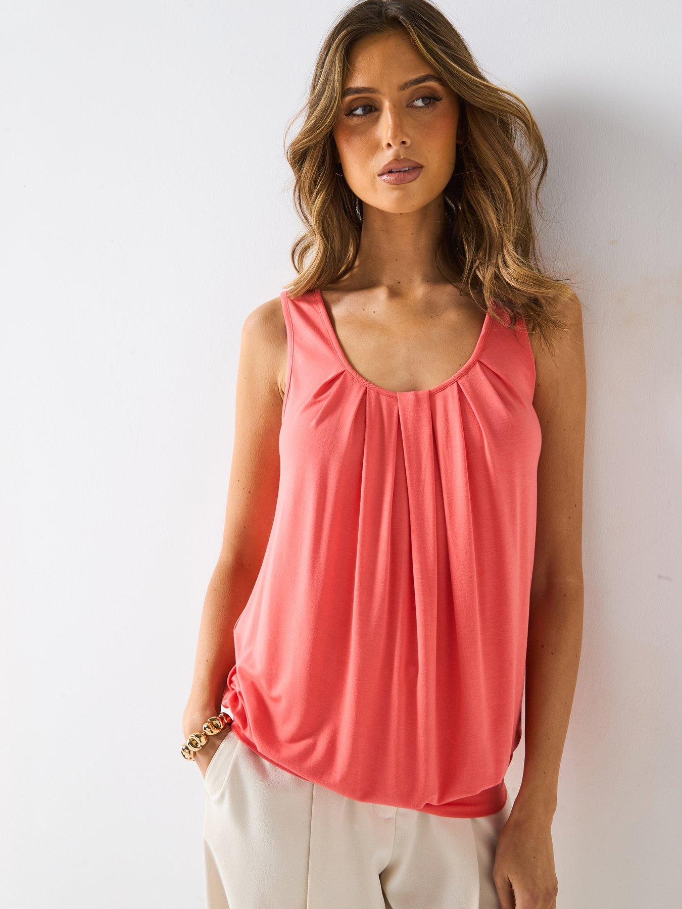 Image 1 of 5 of Everyday Bubble Hem Vest Top - Coral