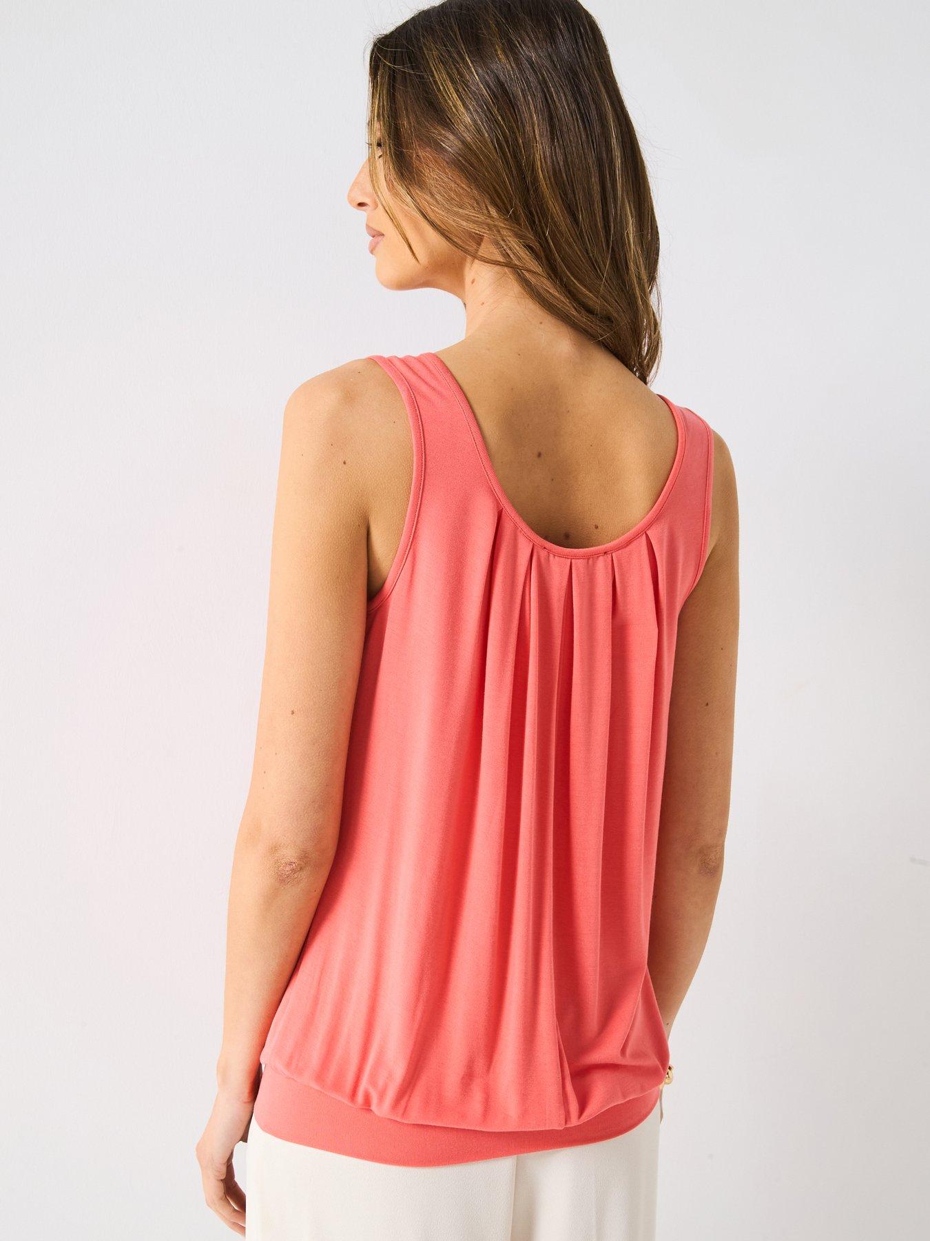 Image 2 of 5 of Everyday Bubble Hem Vest Top - Coral