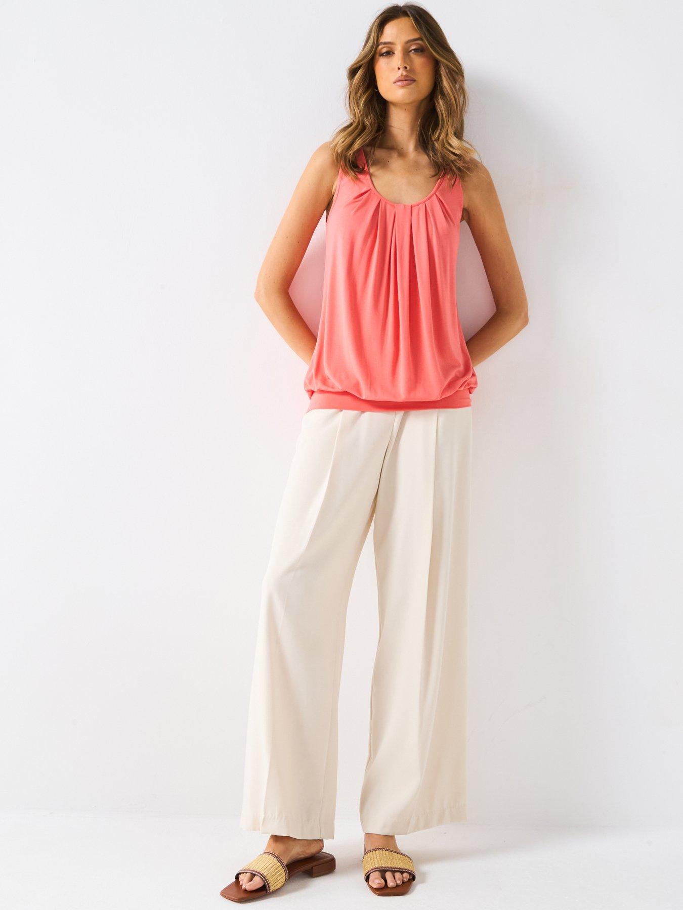 Image 3 of 5 of Everyday Bubble Hem Vest Top - Coral