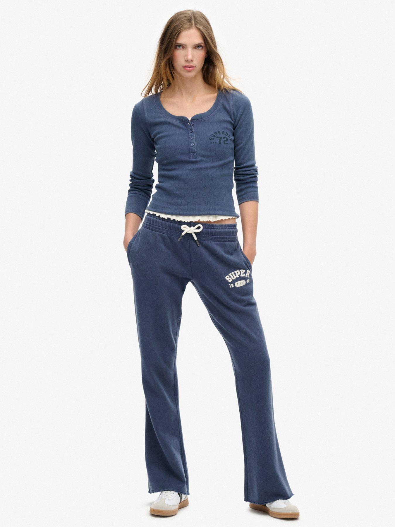  image of superdry-athletic-low-rise-flared-jogger-navy
