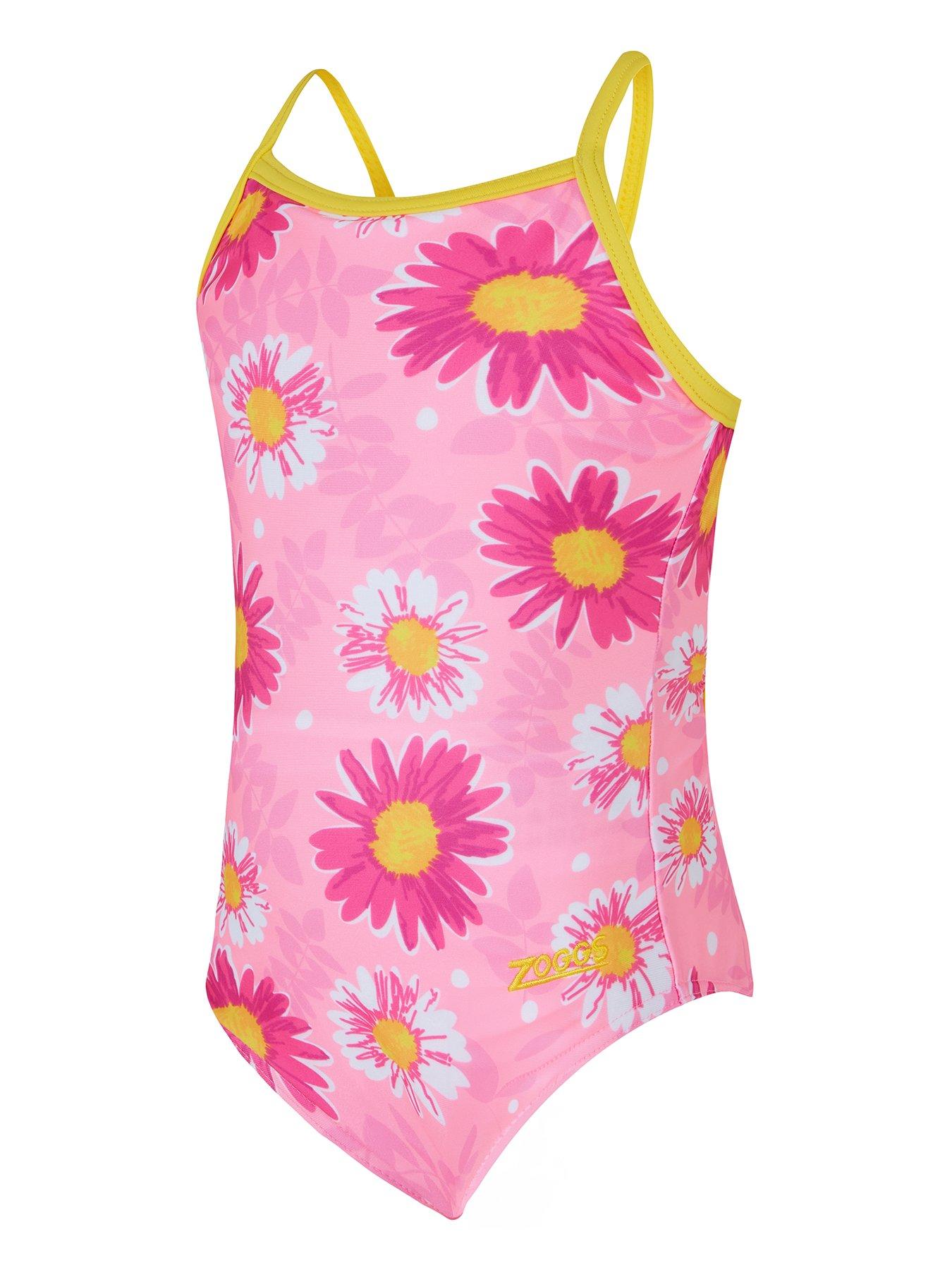 Zoggs Kids Girls Holly Yaroomba Floral Swimsuit - Pink