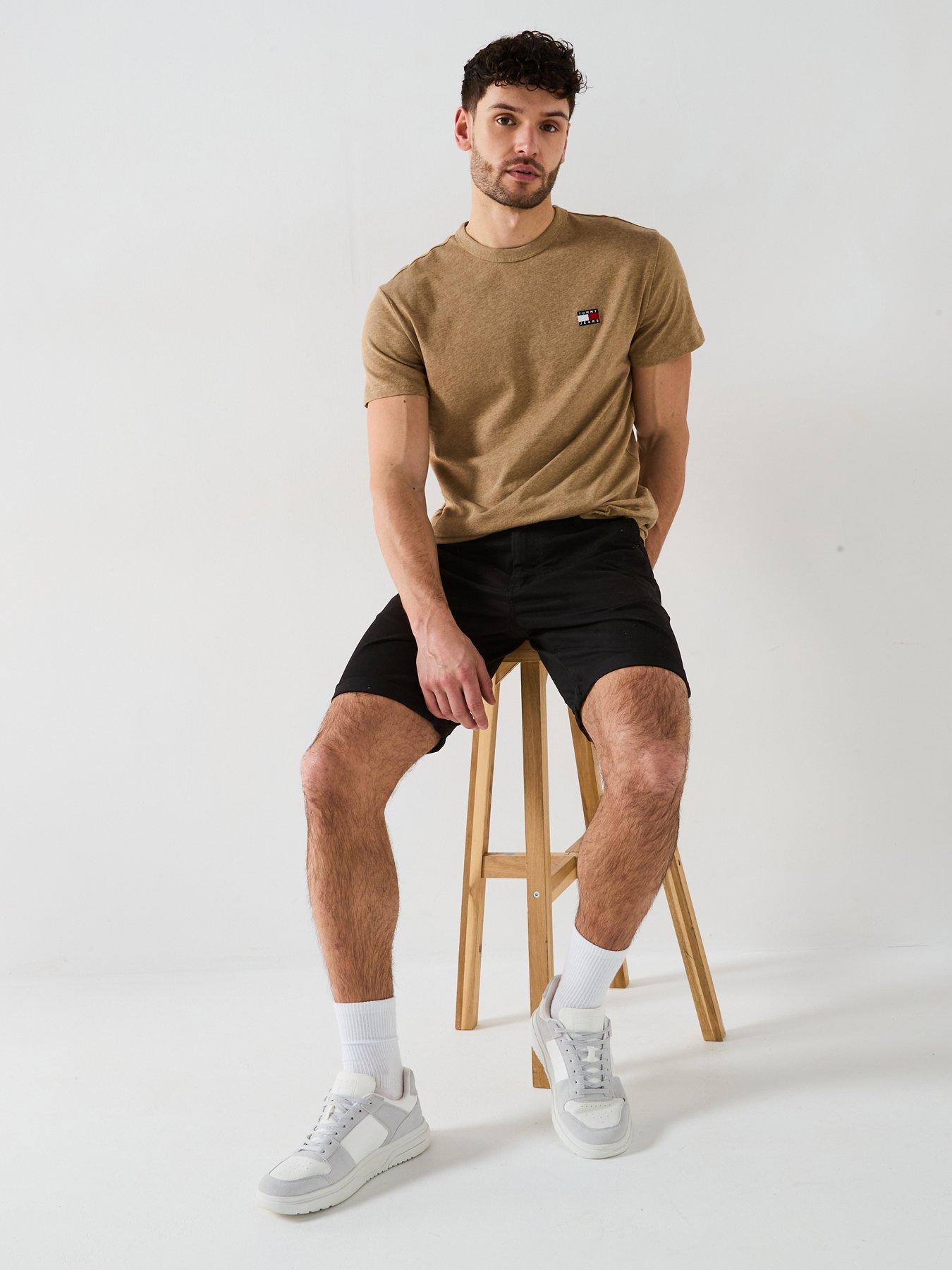  image of tommy-jeans-regular-fit-left-chest-badge-t-shirt-light-brown
