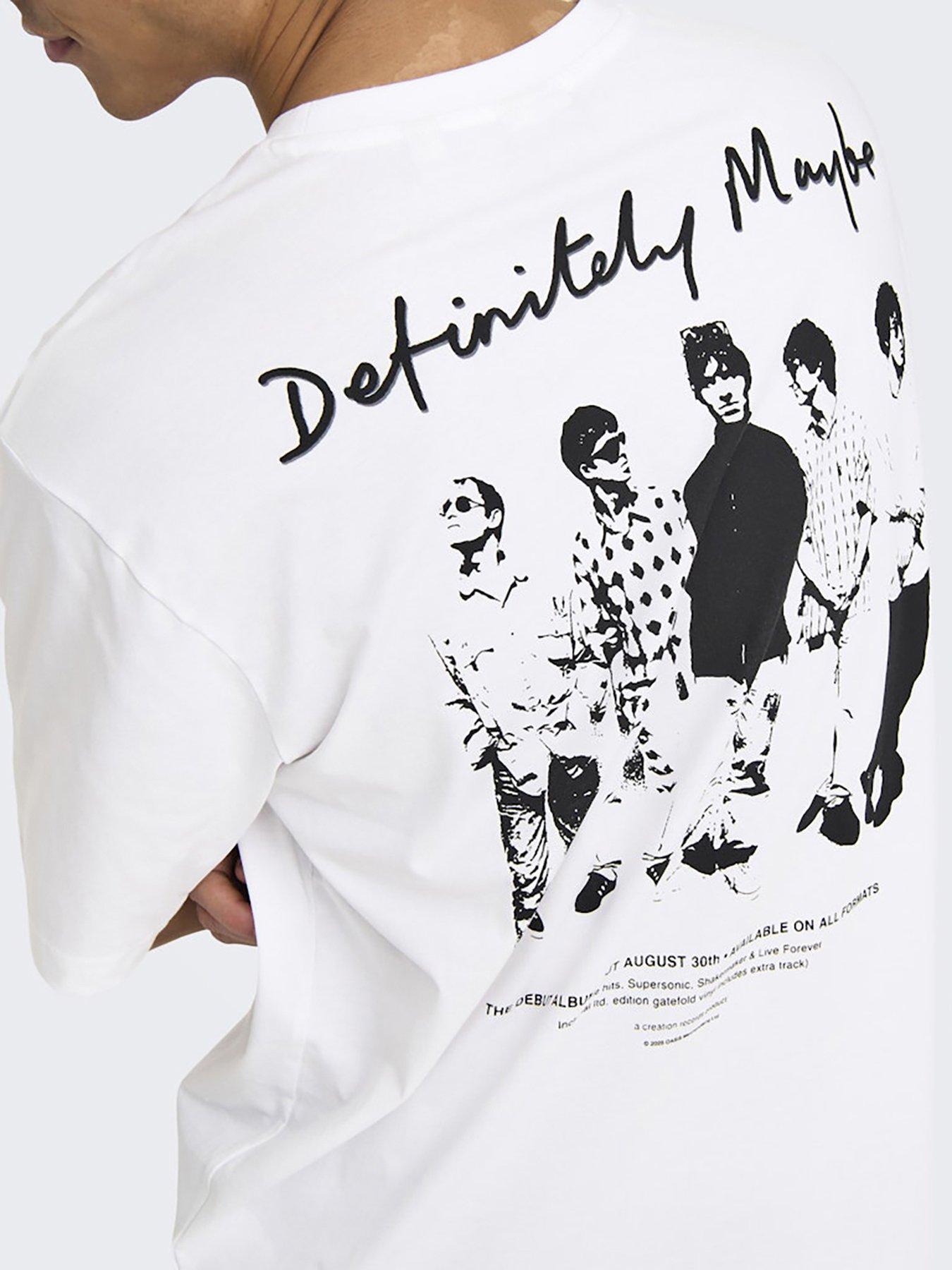 Image 1 of 6 of ONLY & SONS Short Sleeve Definitely Maybe Oasis T-Shirt - White