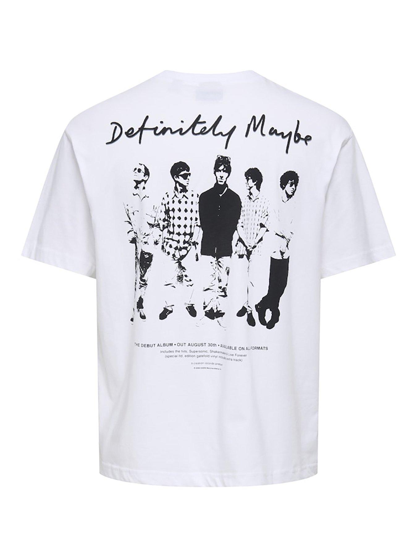 Image 6 of 6 of ONLY & SONS Short Sleeve Definitely Maybe Oasis T-Shirt - White