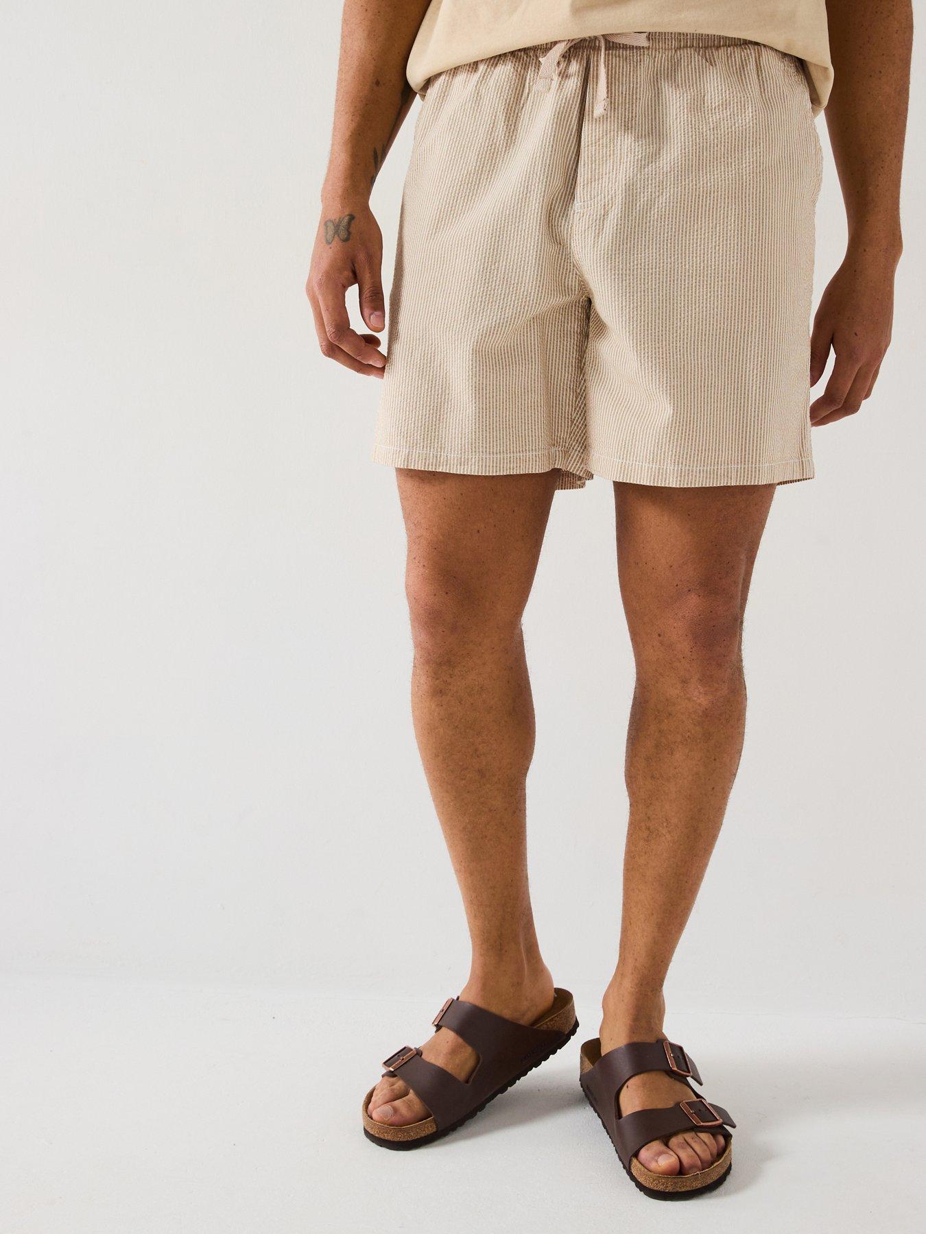  image of tommy-jeans-stripe-seersucker-beach-shorts-natural