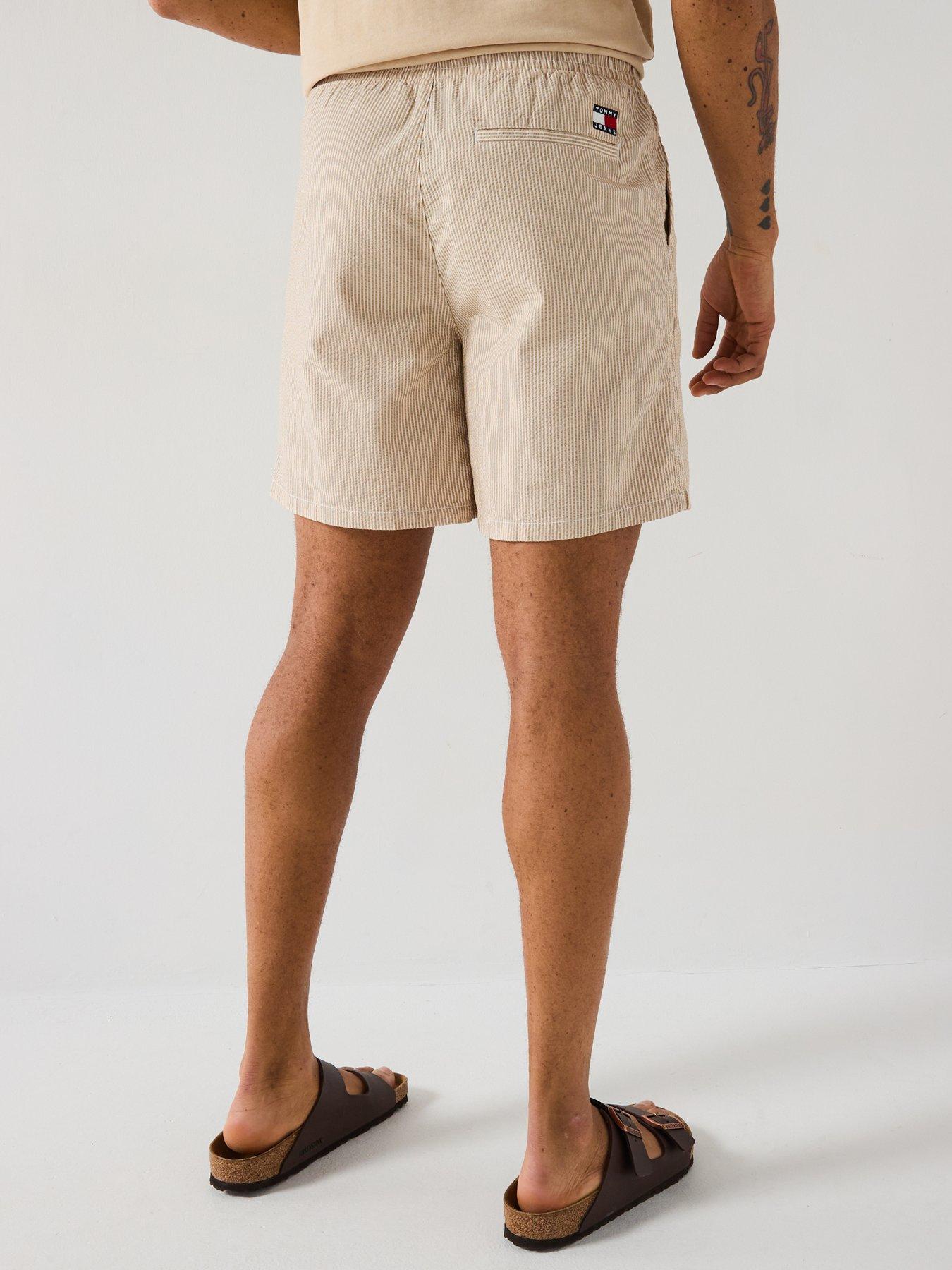  image of tommy-jeans-stripe-seersucker-beach-shorts-natural