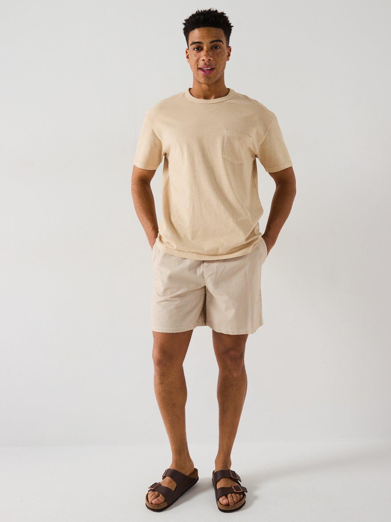  image of tommy-jeans-stripe-seersucker-beach-shorts-natural
