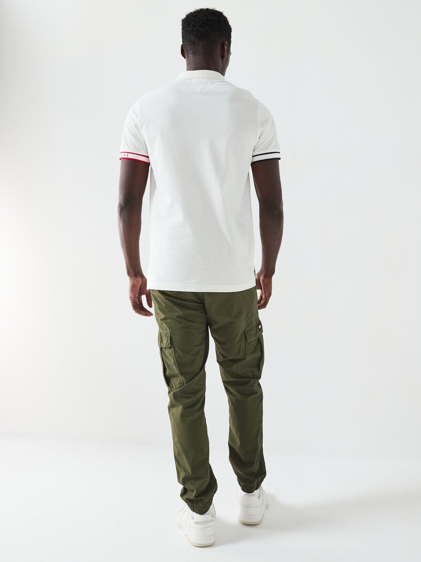 stillFront image of tommy-jeans-slim-fit-flag-cuff-polo-shirt-off-white