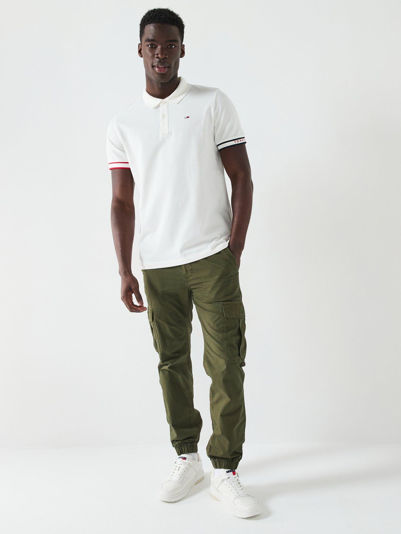  image of tommy-jeans-slim-fit-flag-cuff-polo-shirt-off-white