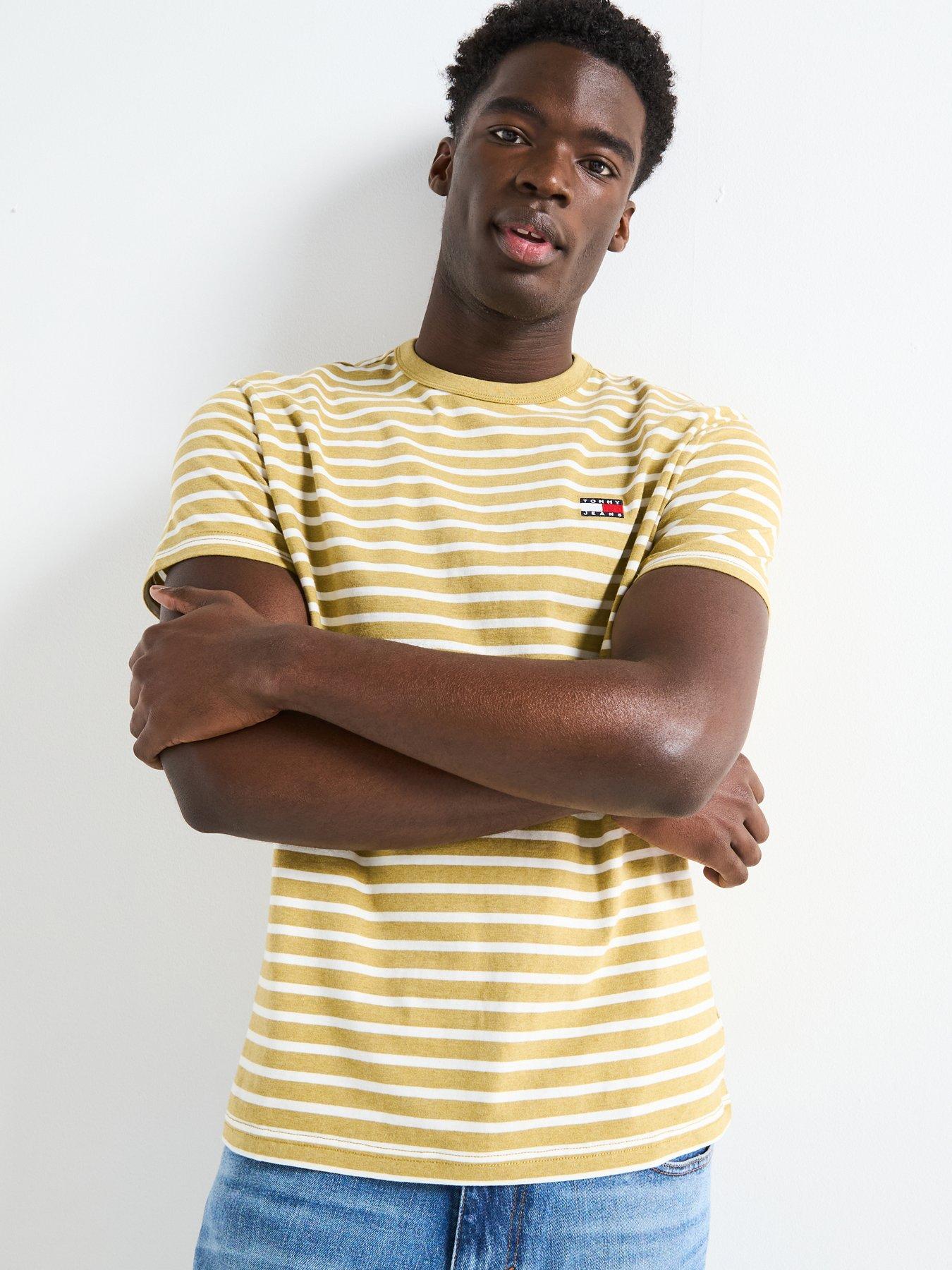 undefined Breton Stripe Left Chest Badge T-Shirt - Natural