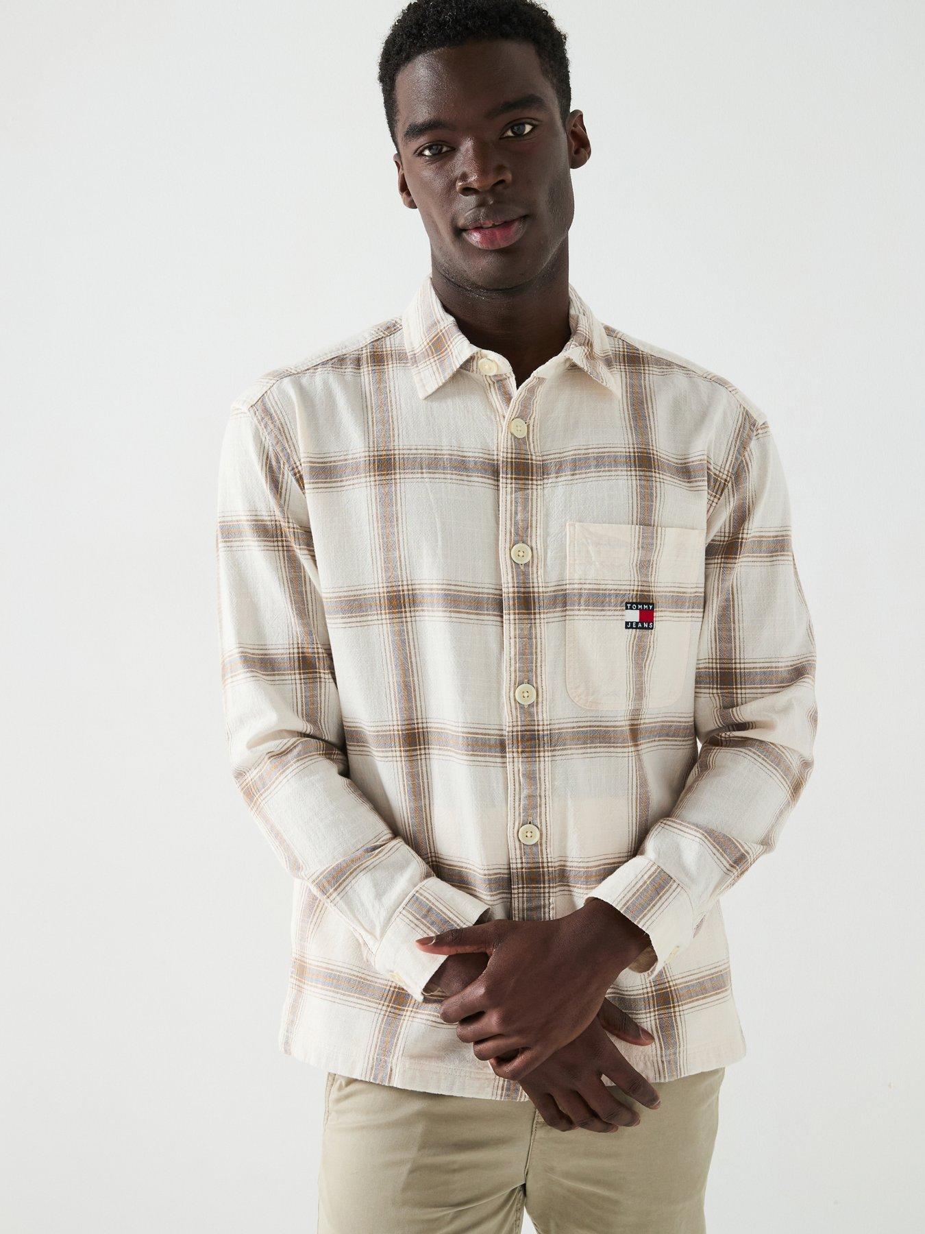 Tommy Jeans Cotton Slub Check Overshirt - White