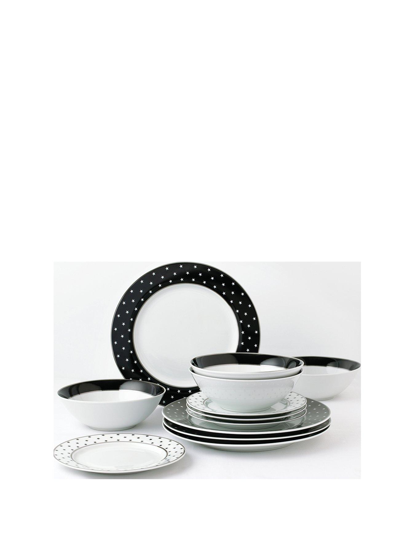  image of waterside-white-black-star-12-piece-dinner-set