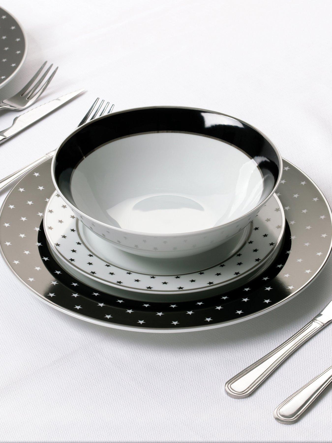  image of waterside-white-black-star-12-piece-dinner-set