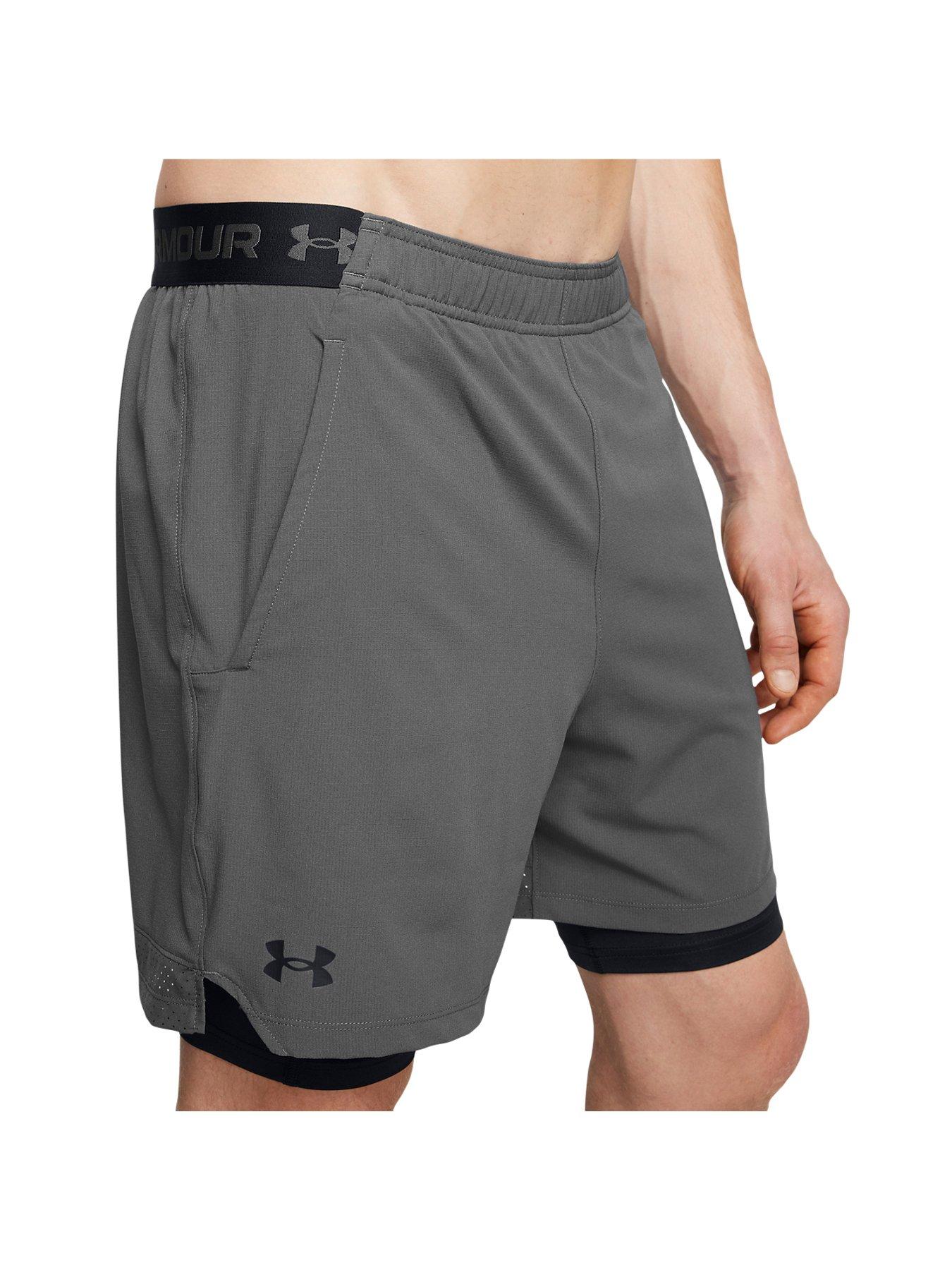  image of under-armour-mens-training-vanish-woven-2-in-1-shorts-grey