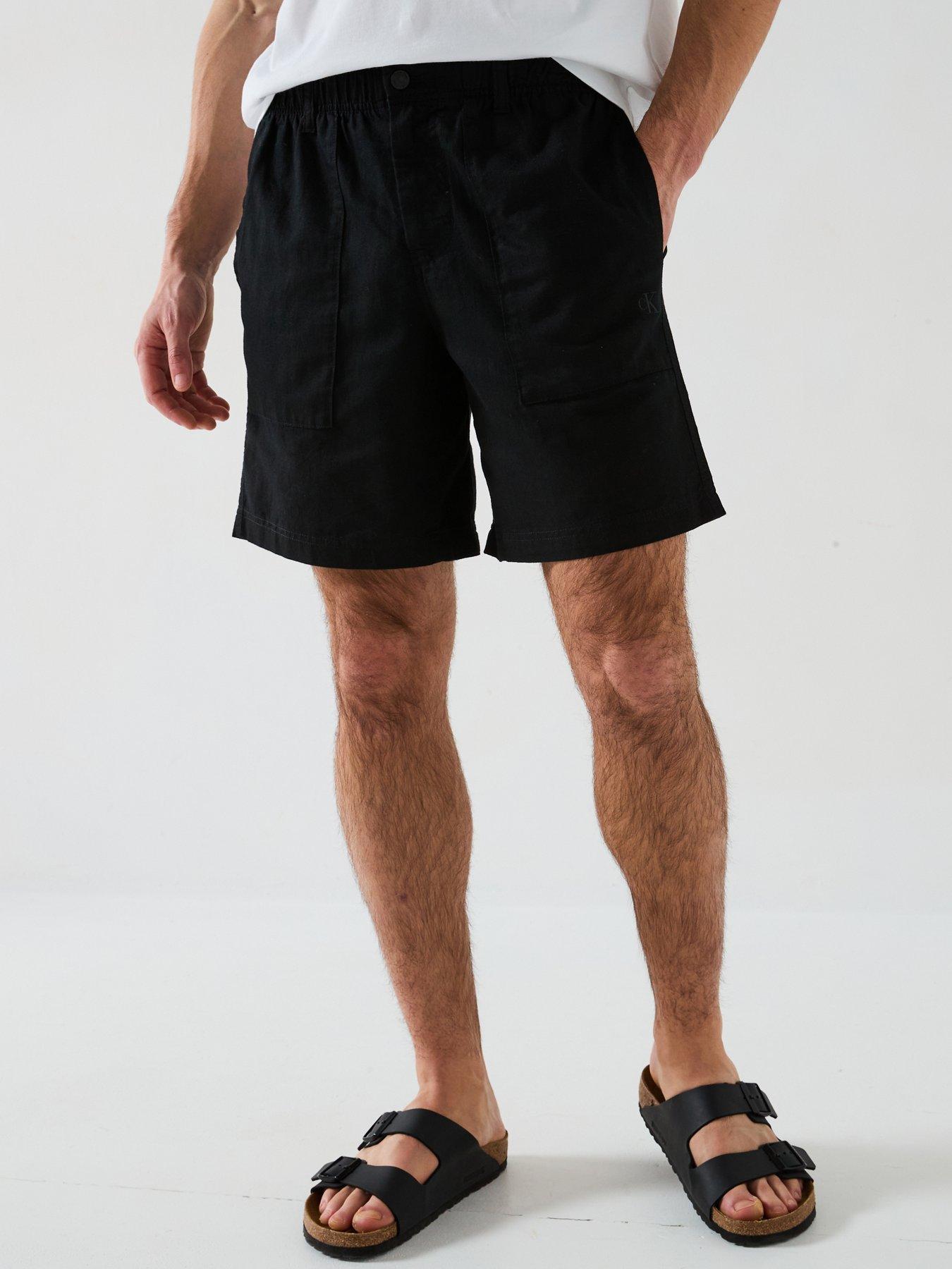 calvin-klein-jeans-linen-blend-shorts-black