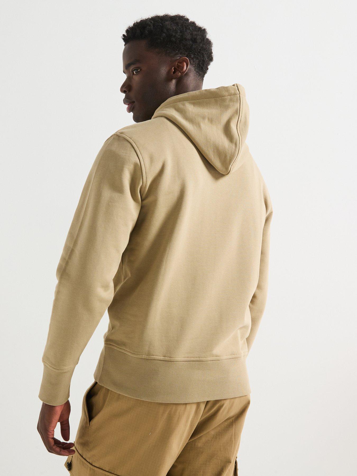  image of calvin-klein-jeans-serif-font-graphic-overhead-hoodie-beige