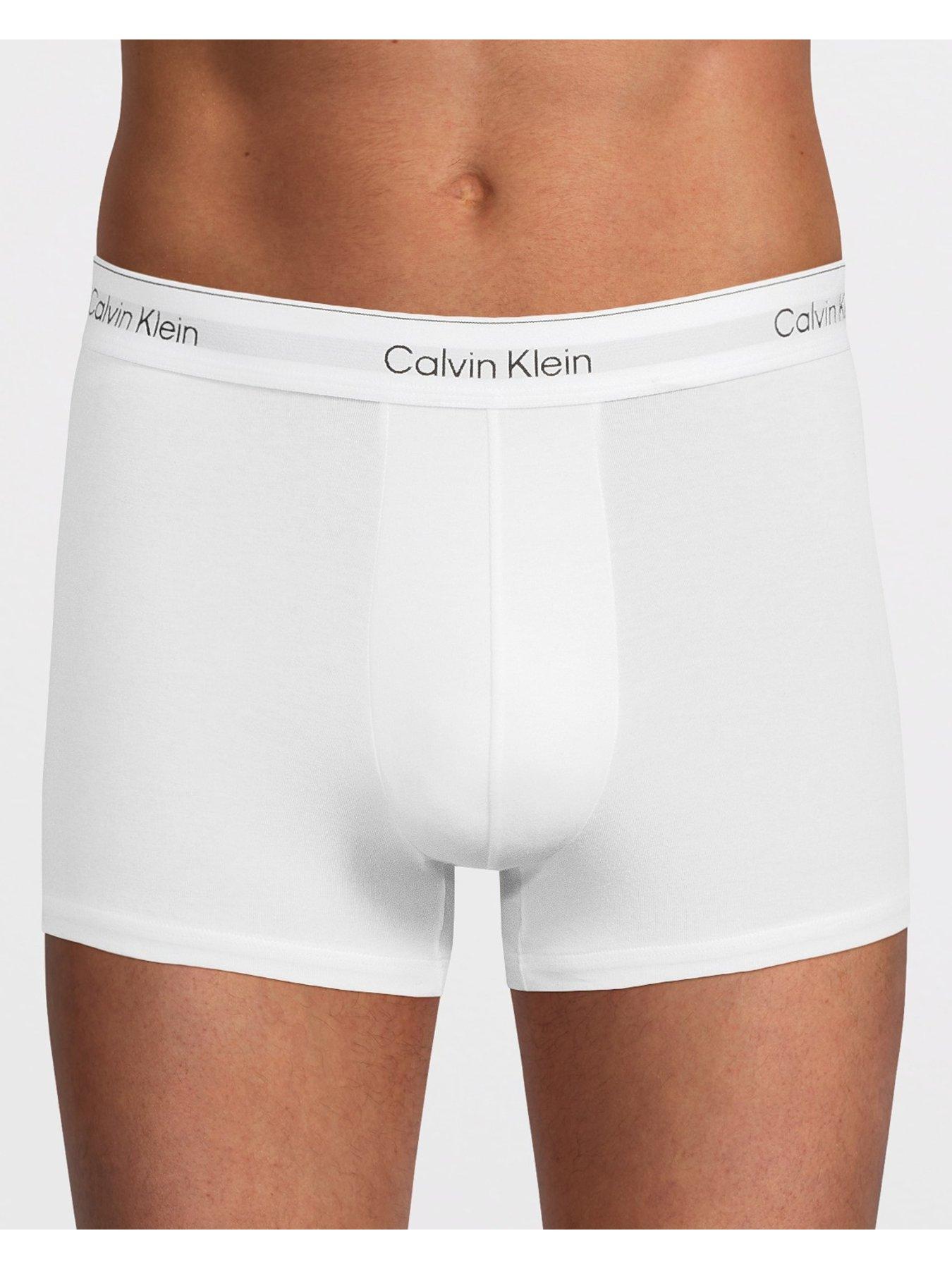 Image 2 of 3 of Calvin Klein Mens ICON Cotton Stretch 3 Pack Contour Trunks - White