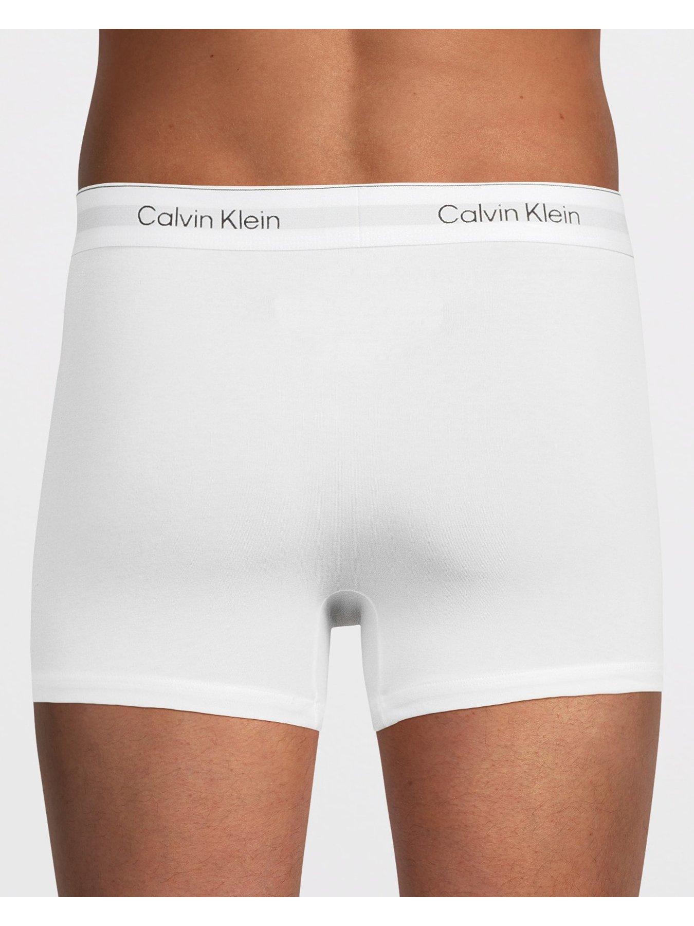Image 3 of 3 of Calvin Klein Mens ICON Cotton Stretch 3 Pack Contour Trunks - White