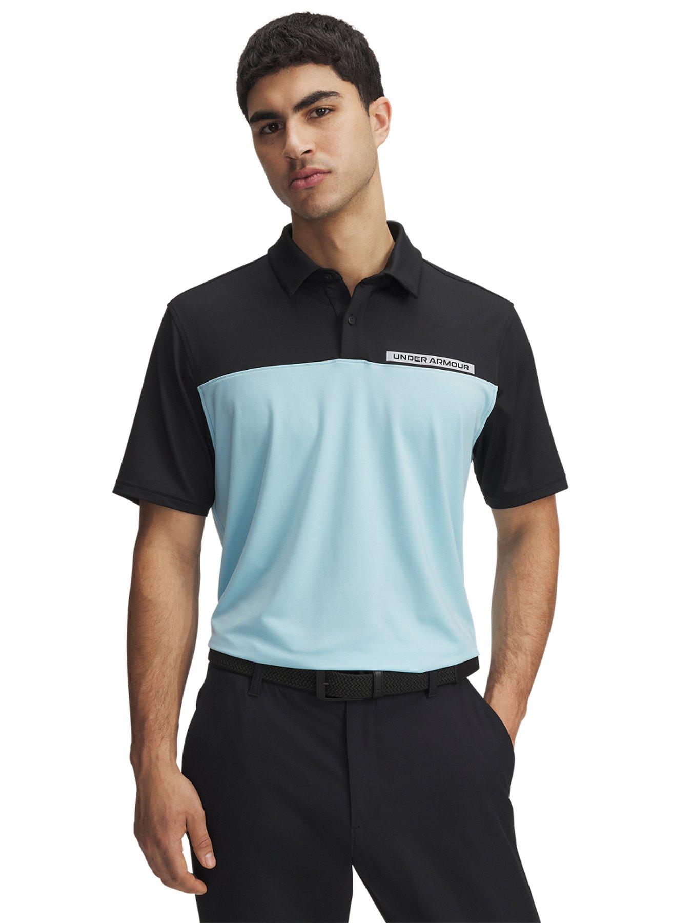 undefined Men's Golf T2G Colour Block Polo Shirt - Black/Stream/White