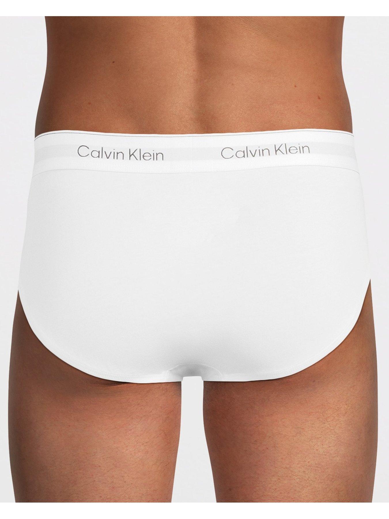 Image 3 of 4 of Calvin Klein Mens ICON Cotton Stretch 3 Pack Hip Briefs - White