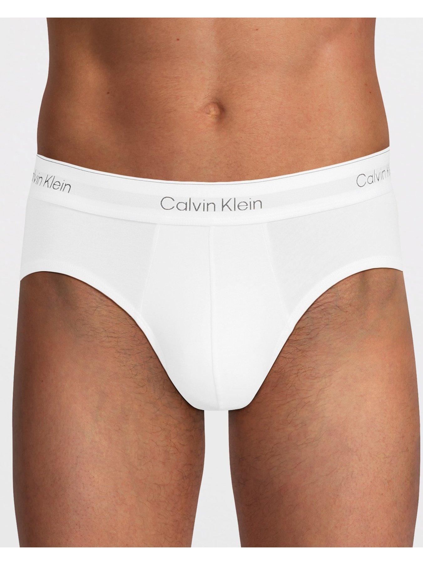 Image 4 of 4 of Calvin Klein Mens ICON Cotton Stretch 3 Pack Hip Briefs - White