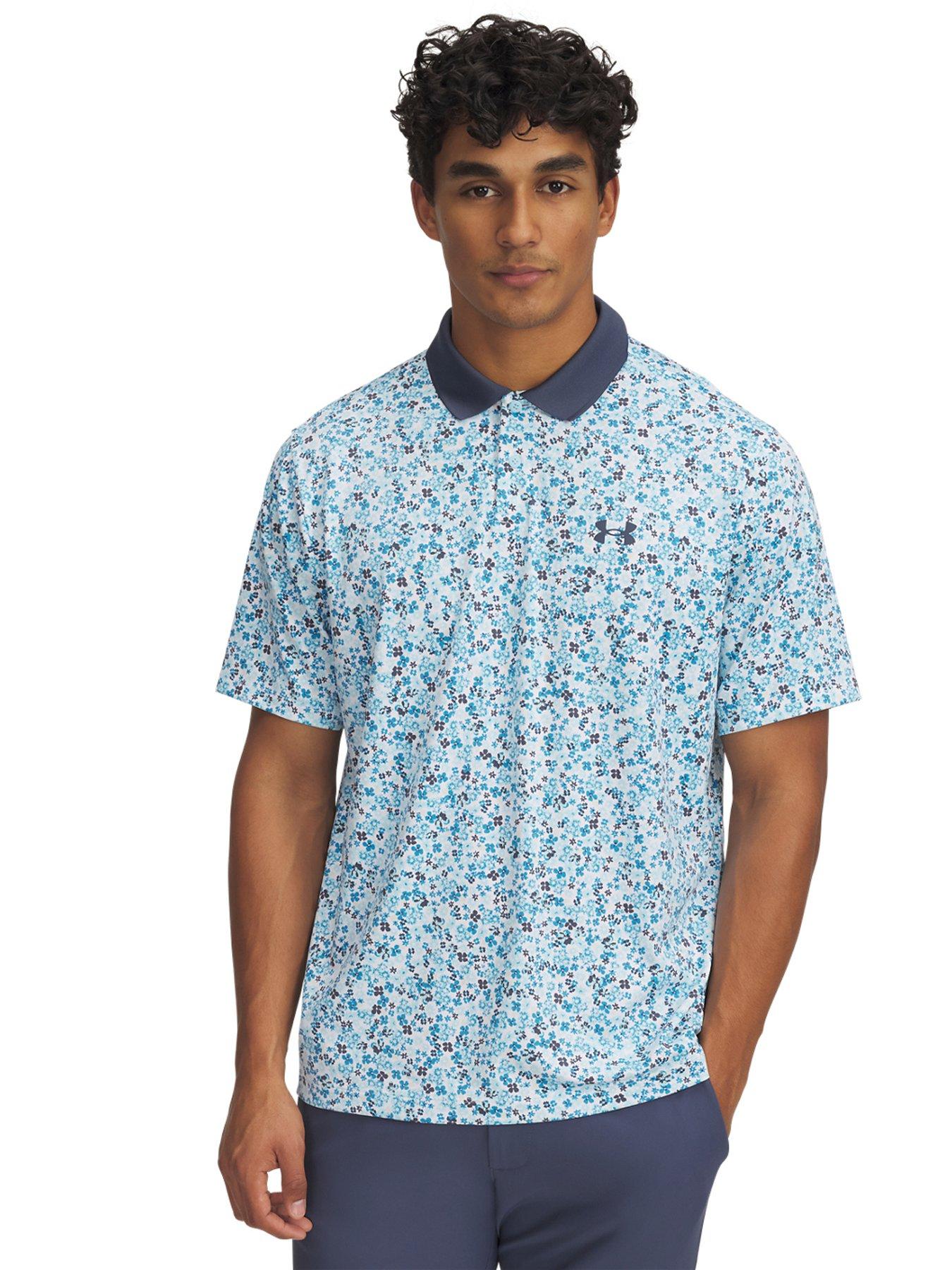 undefined Mens Golf Matchplay Printed Polo Top - Blue/White