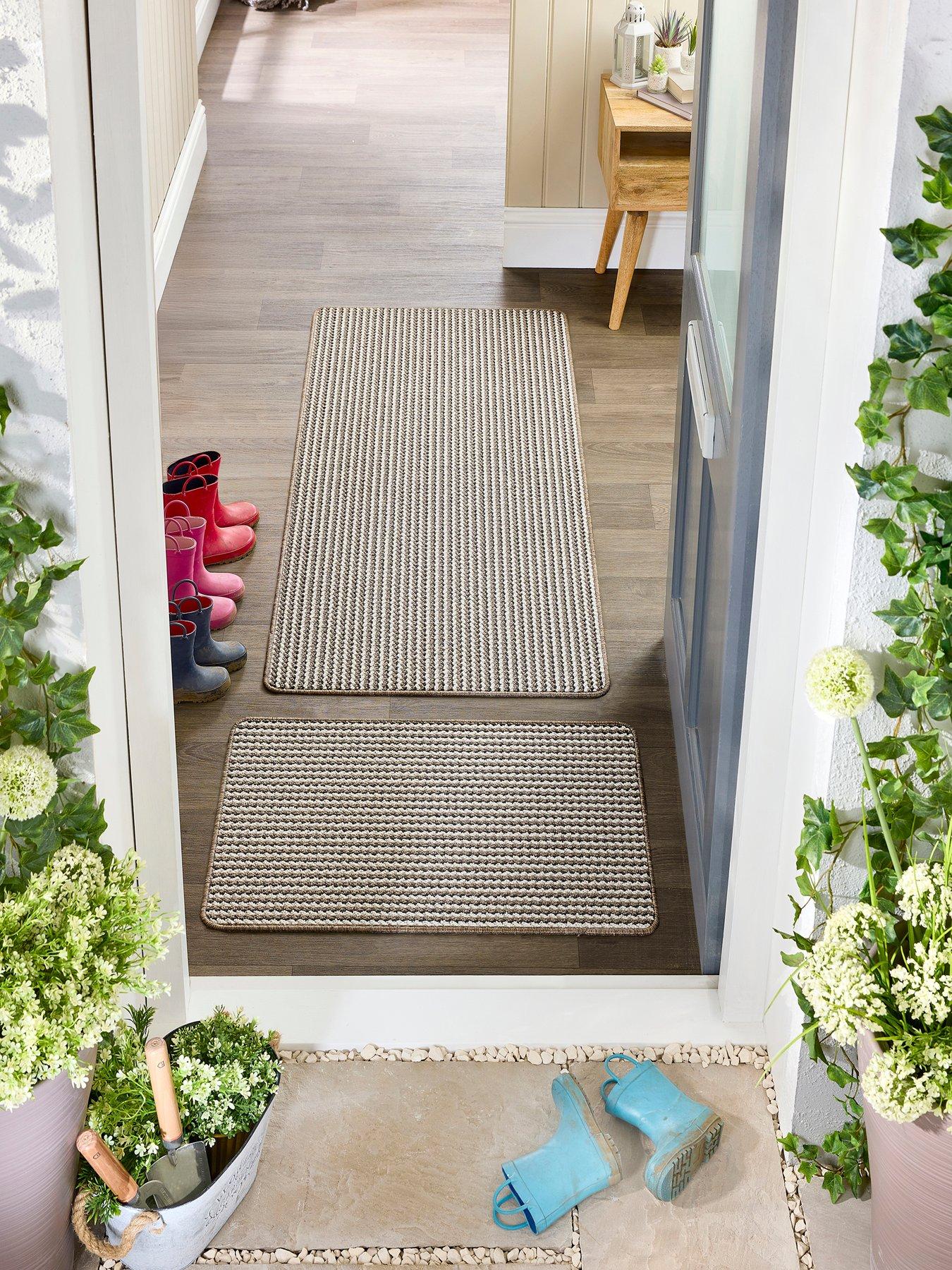 The Very Collection Twist Stripe, Stain Resistant, Anti Slip Doormat - Beige