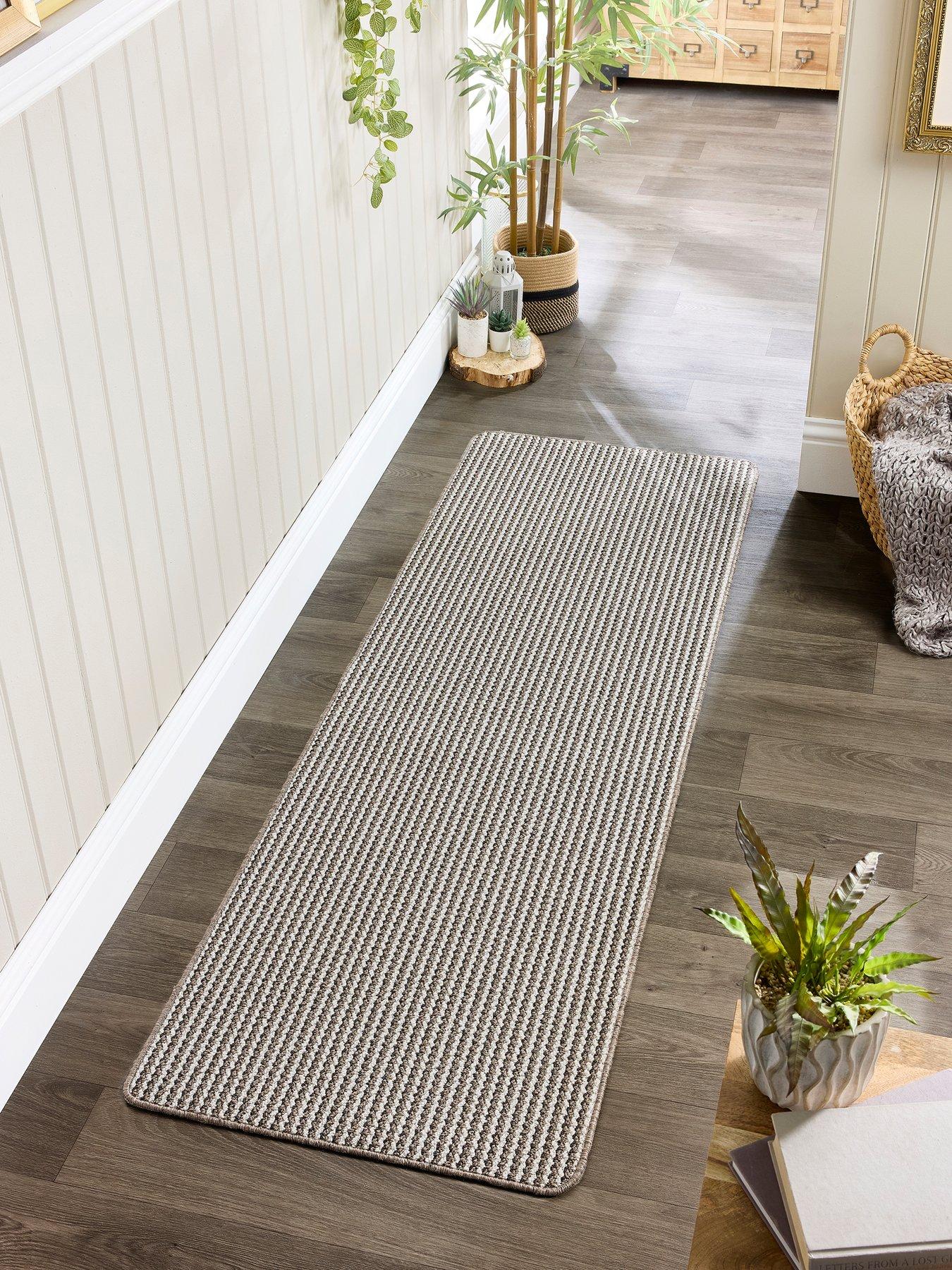 very-home-twist-stripe-stain-resistant-anti-slip-runner-beige