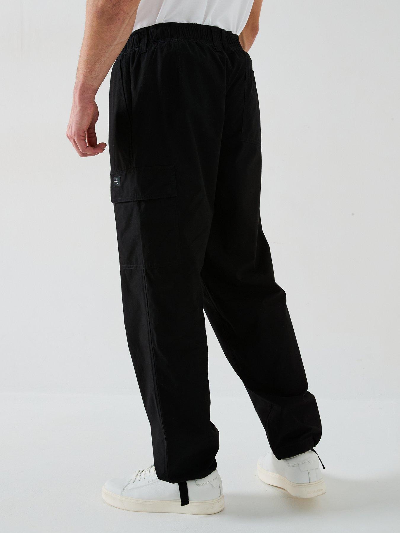  image of calvin-klein-jeans-poplin-utility-cargo-trousers-black