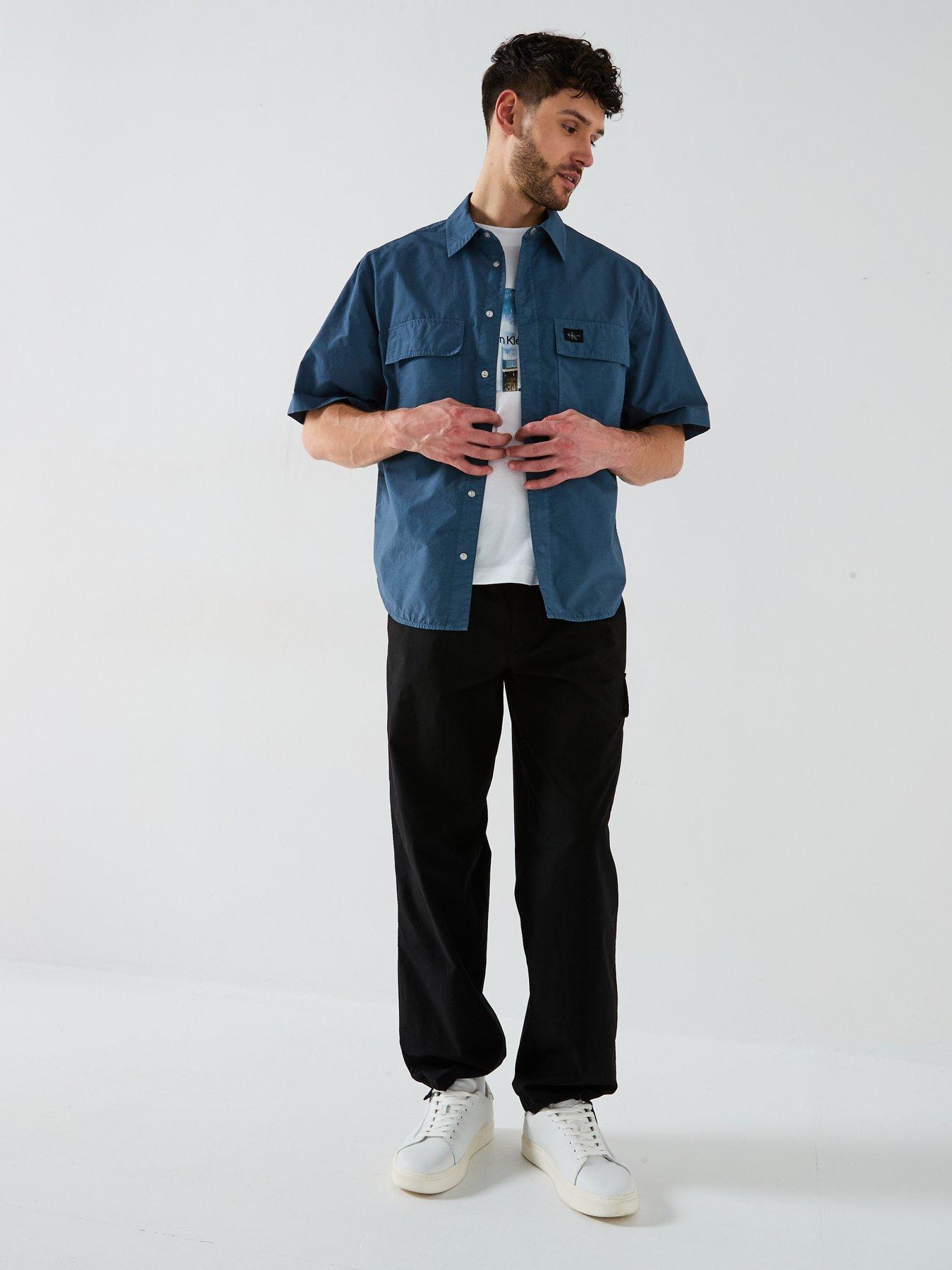  image of calvin-klein-jeans-poplin-utility-cargo-trousers-black