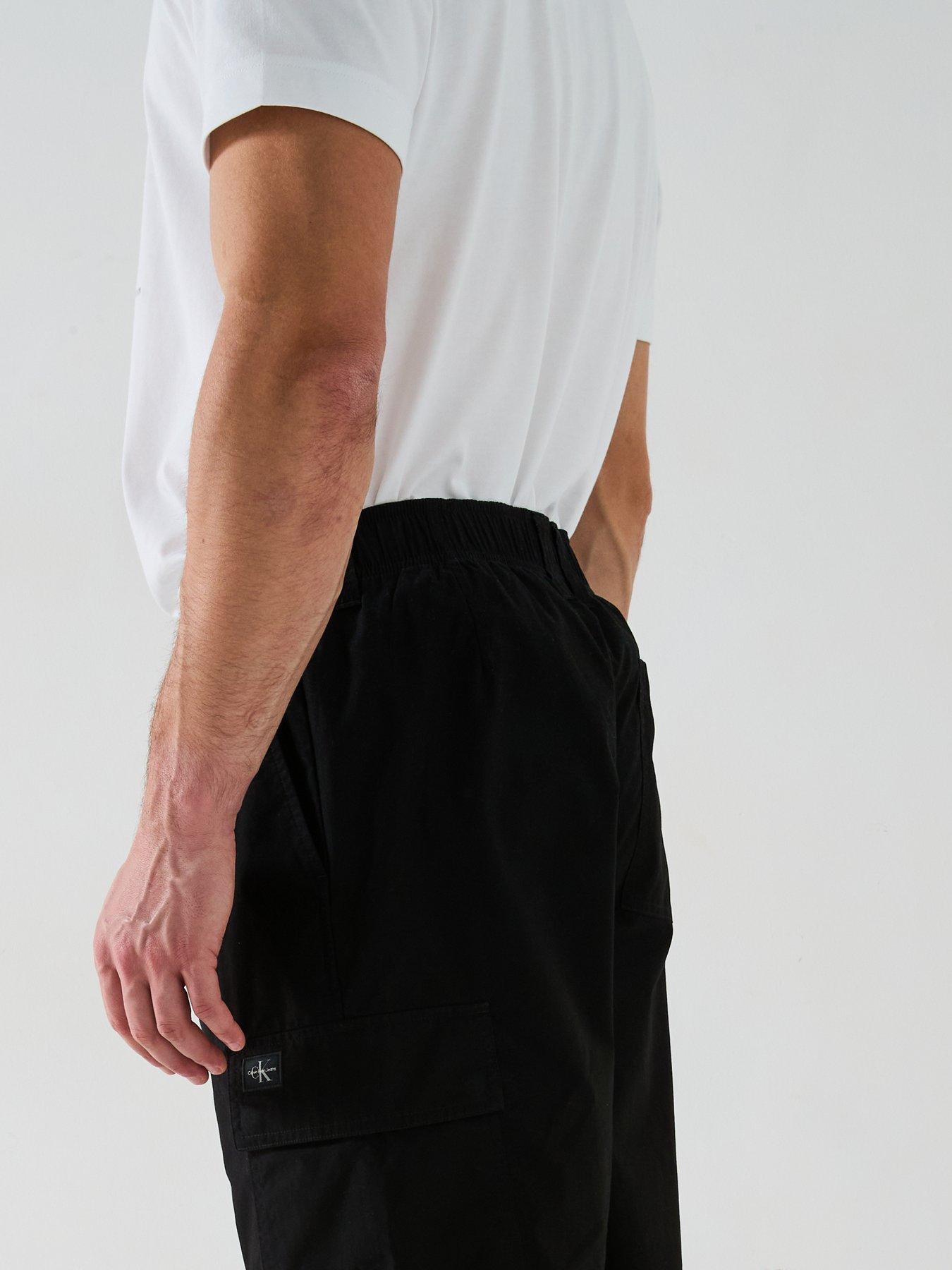  image of calvin-klein-jeans-poplin-utility-cargo-trousers-black