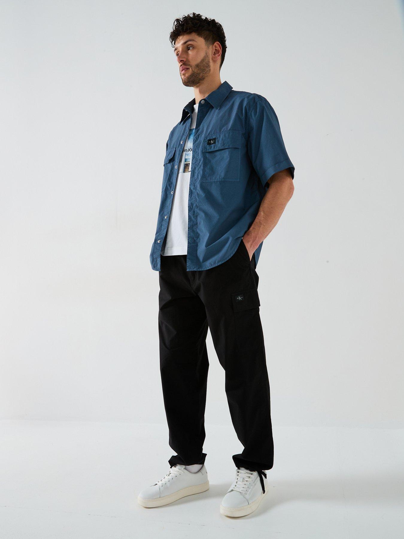  image of calvin-klein-jeans-poplin-utility-cargo-trousers-black
