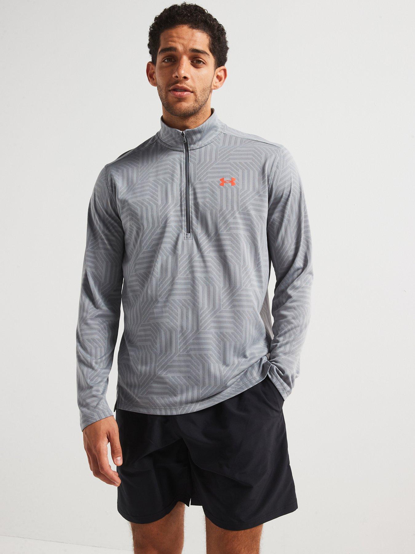 undefined Mens Training Tech Vent Geotessa 1/2 Zip Top - Grey