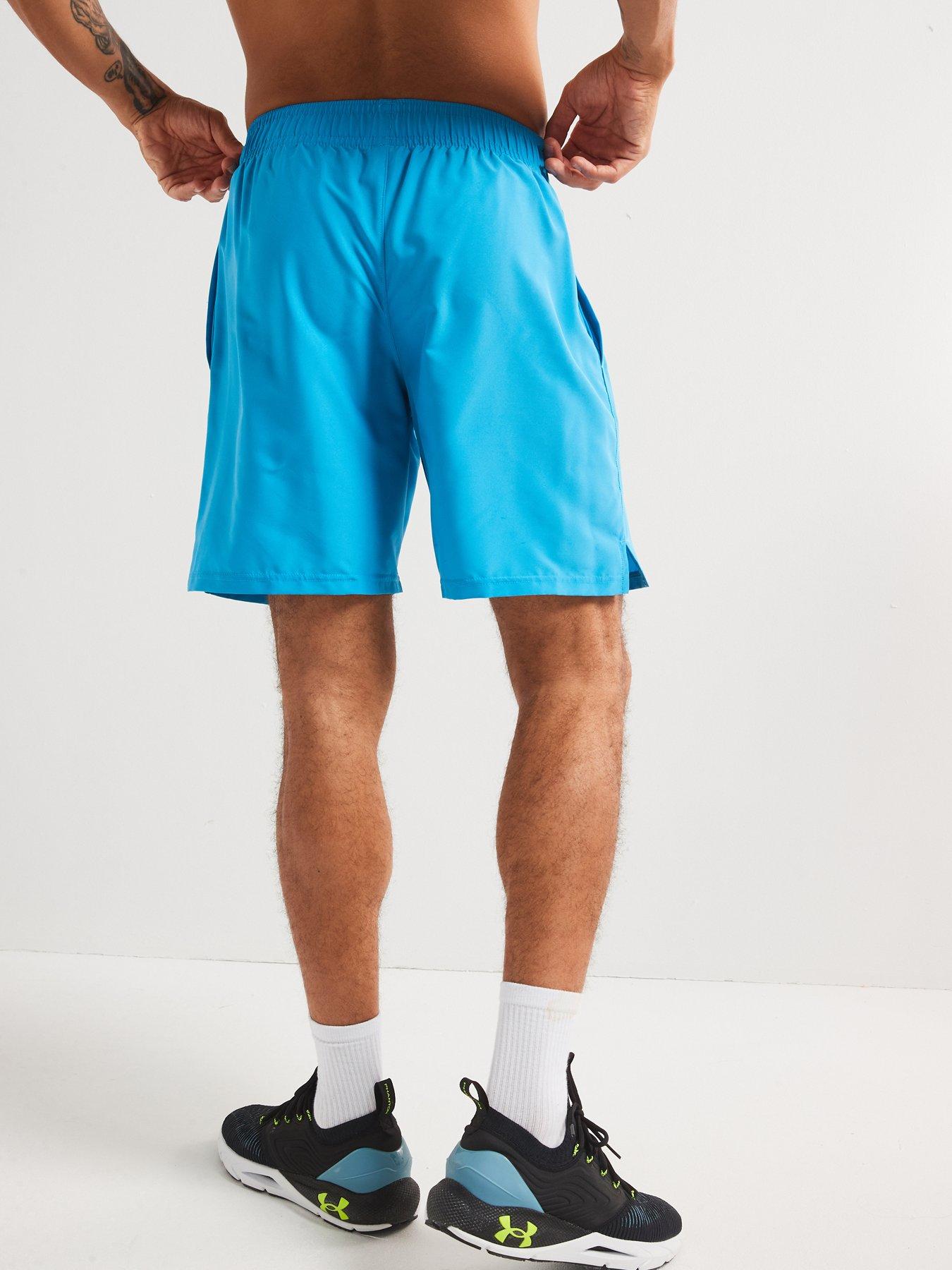  image of under-armour-mens-training-tech-woven-wordmark-shorts-blue