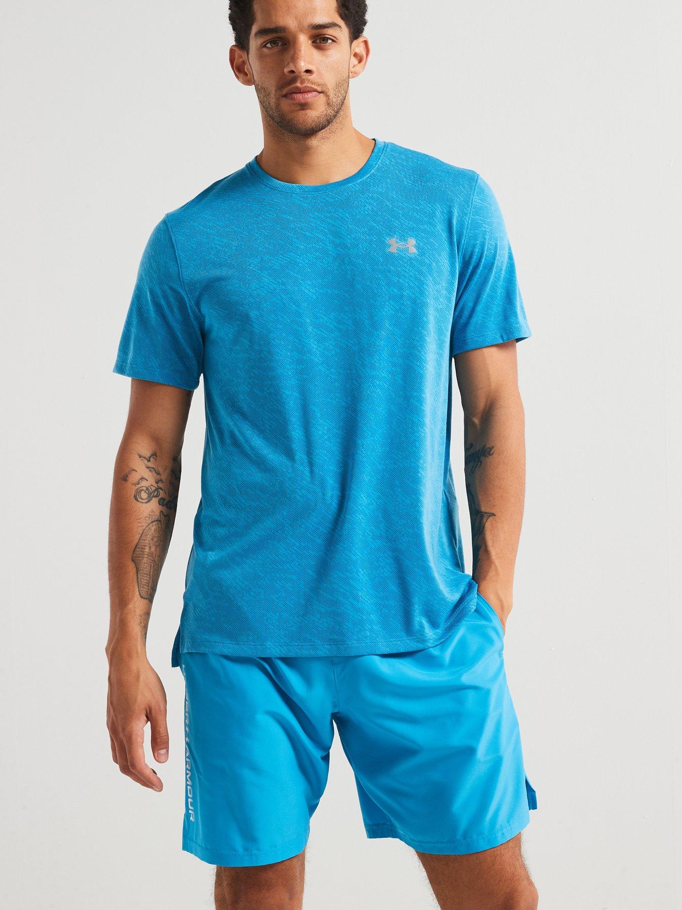 image of under-armour-mens-training-tech-woven-wordmark-shorts-blue