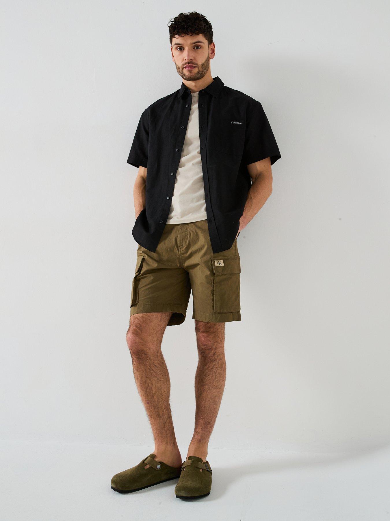  image of calvin-klein-jeans-washed-cargo-short-cargo-shorts-khaki