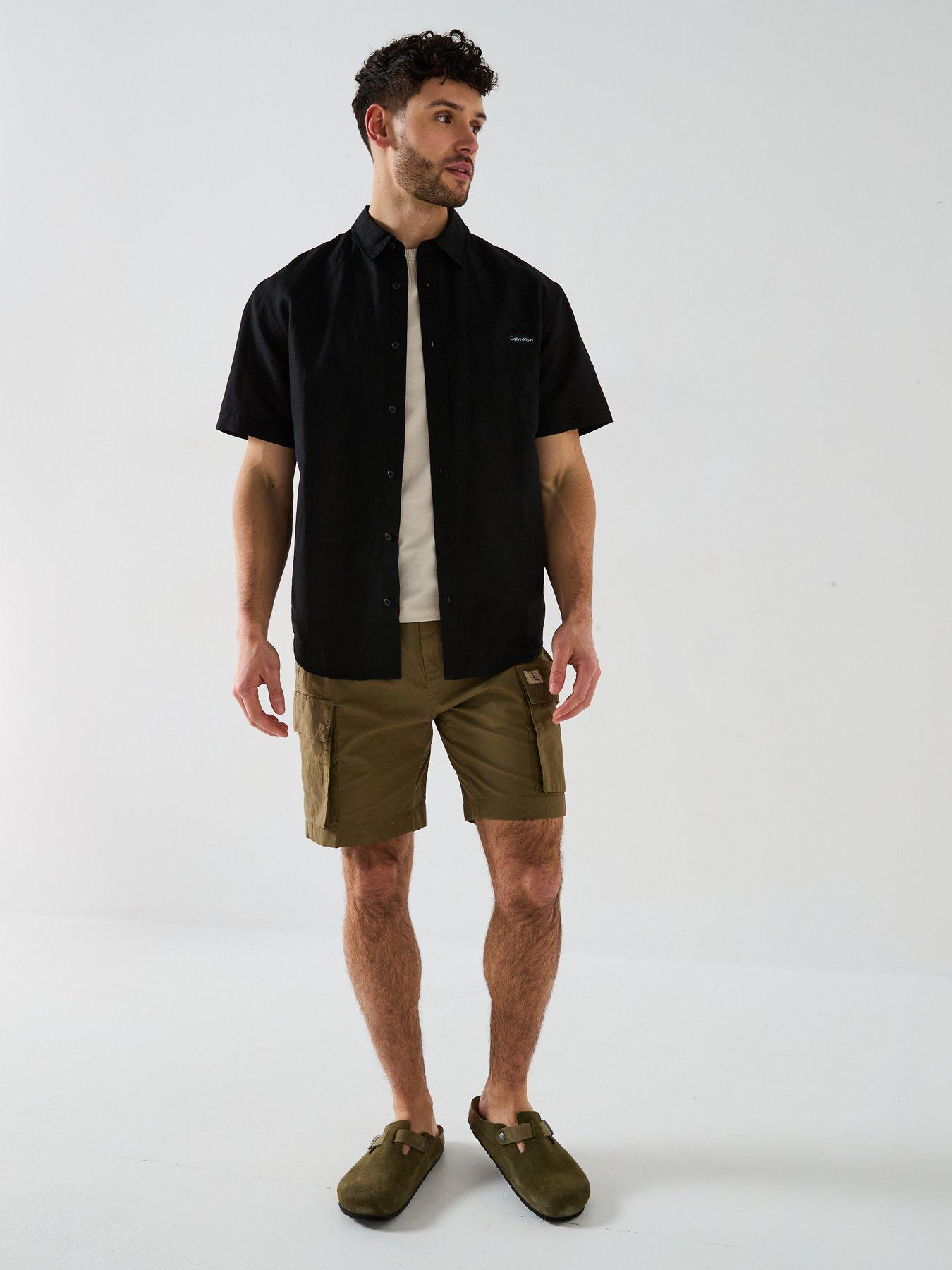  image of calvin-klein-jeans-washed-cargo-short-cargo-shorts-khaki