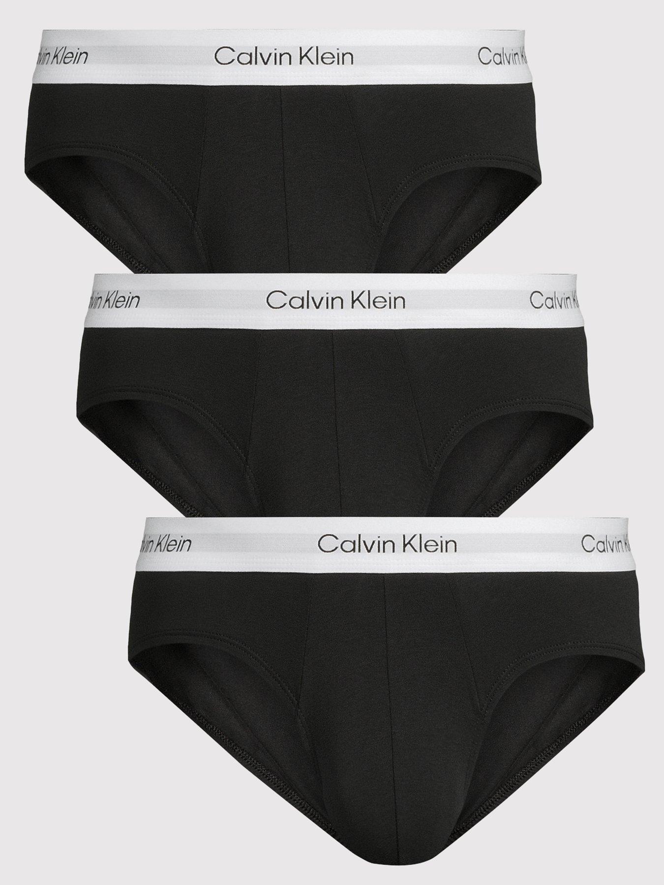 Image 1 of 3 of Calvin Klein Mens ICON Cotton Stretch 3 Pack Hip Briefs - Black