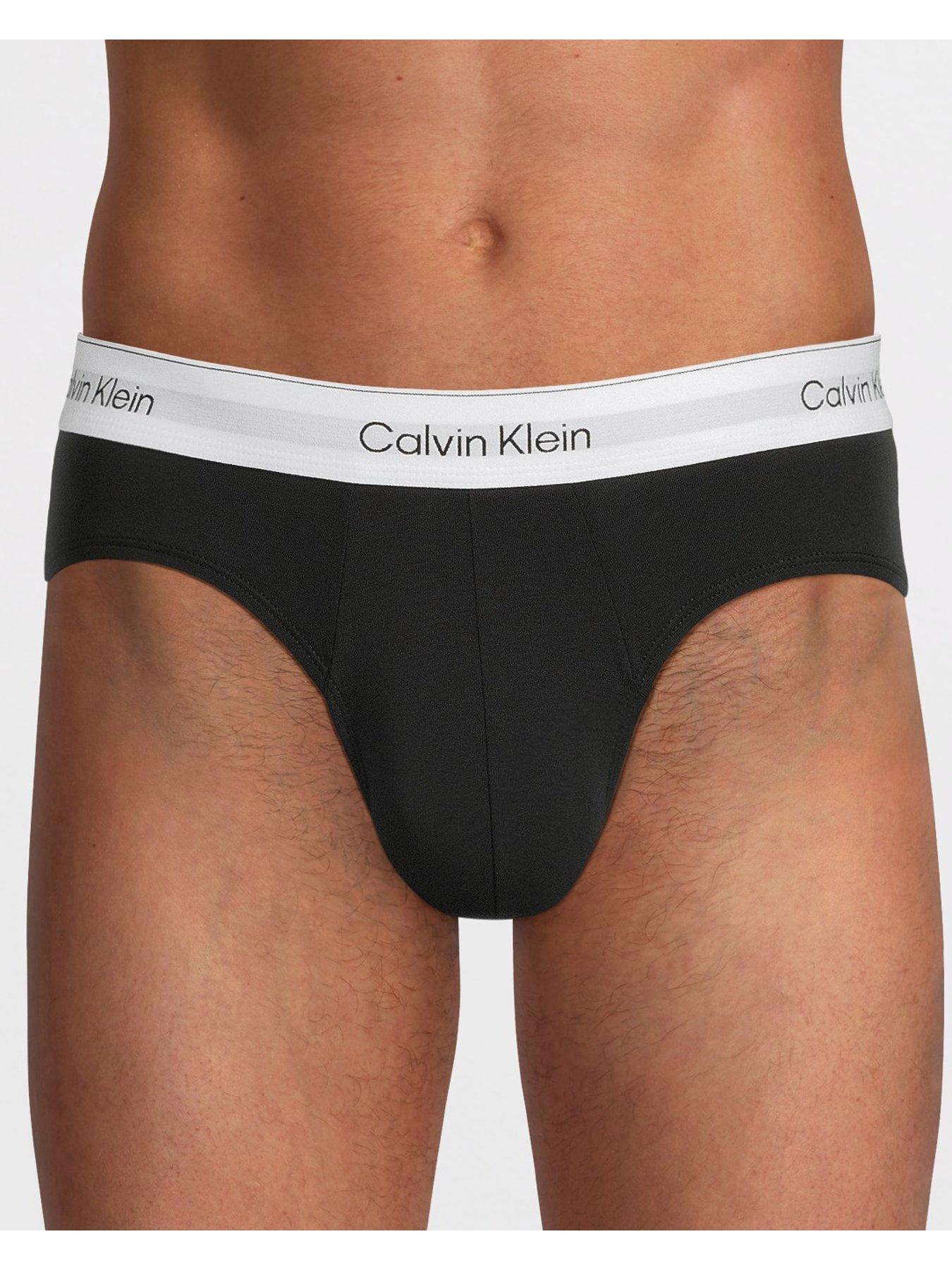 Image 2 of 3 of Calvin Klein Mens ICON Cotton Stretch 3 Pack Hip Briefs - Black