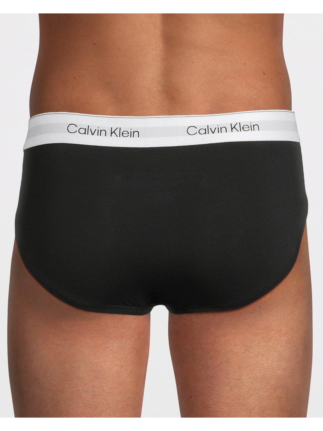Image 3 of 3 of Calvin Klein Mens ICON Cotton Stretch 3 Pack Hip Briefs - Black