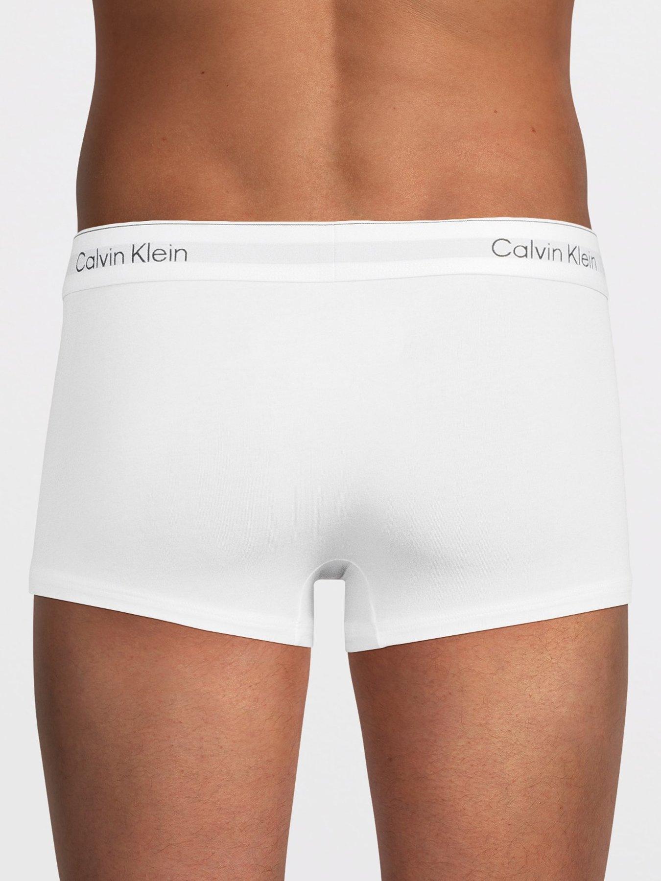 Image 3 of 3 of Calvin Klein Mens ICON Cotton Stretch 3 Pack Low Rise Trunks - White