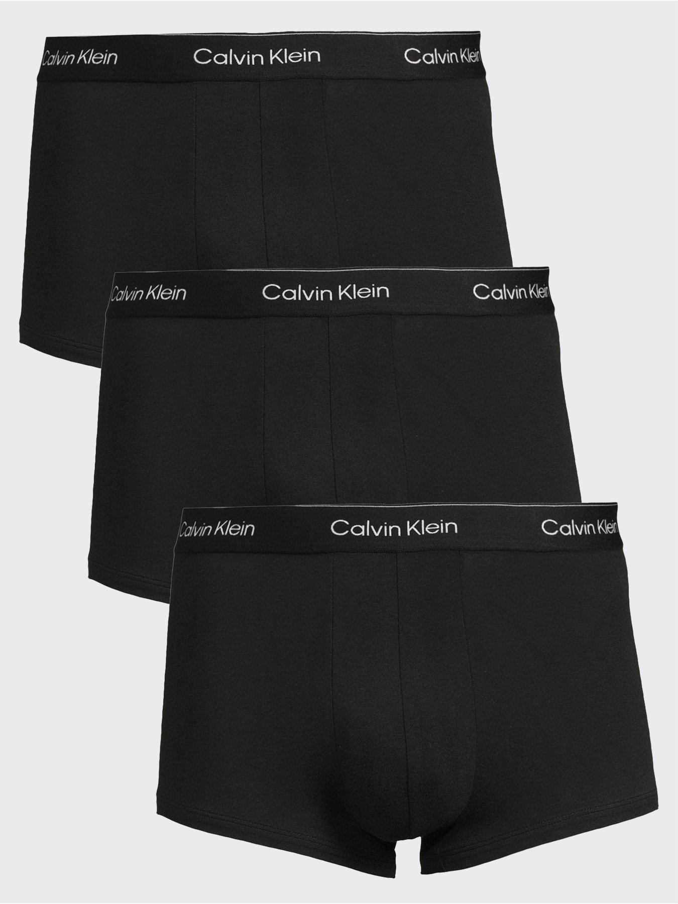 Image 1 of 3 of Calvin Klein Icon Cotton Stretch 3 Pack Low Rise Trunks - Black
