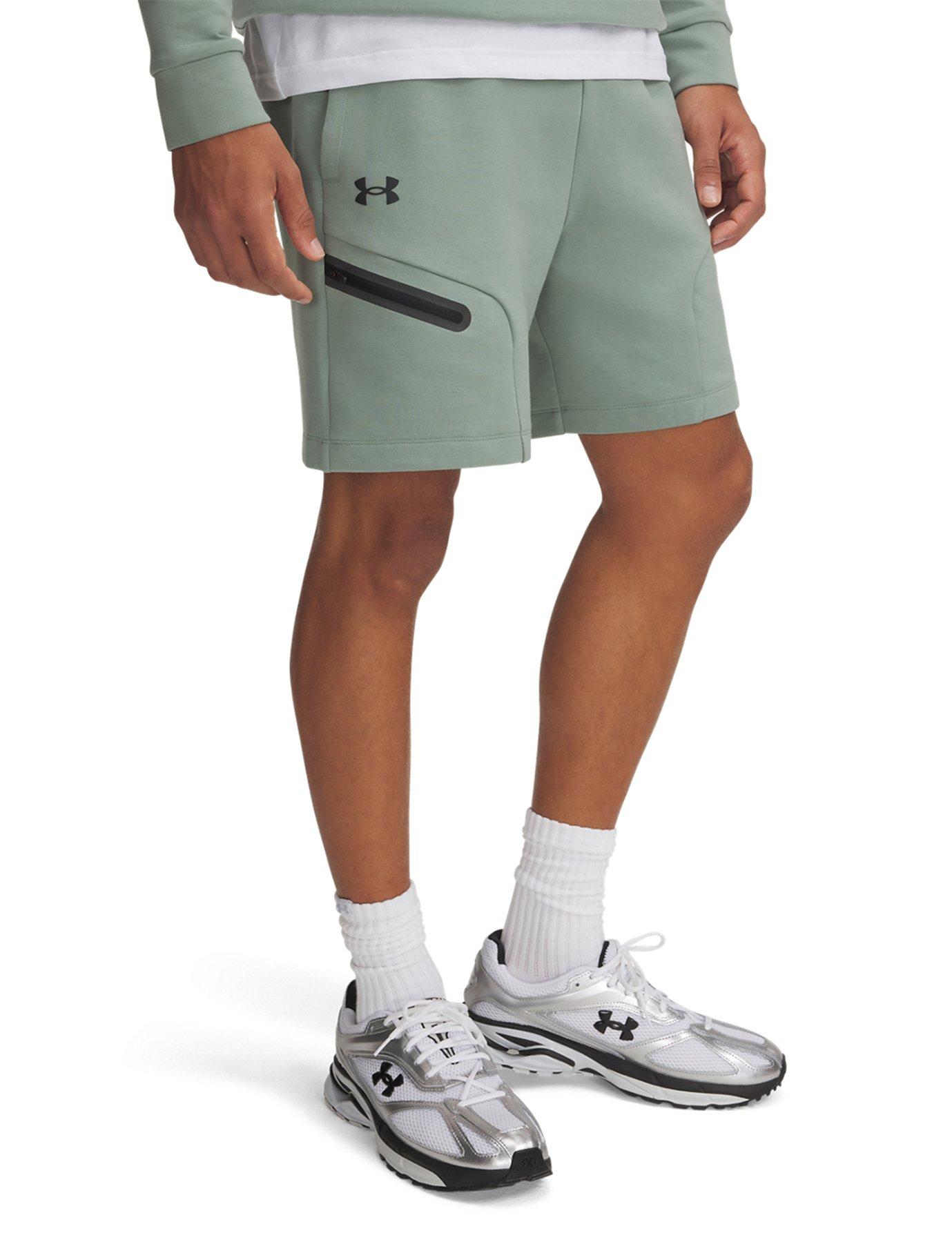  image of under-armour-mens-training-unstoppable-fleece-shorts-green