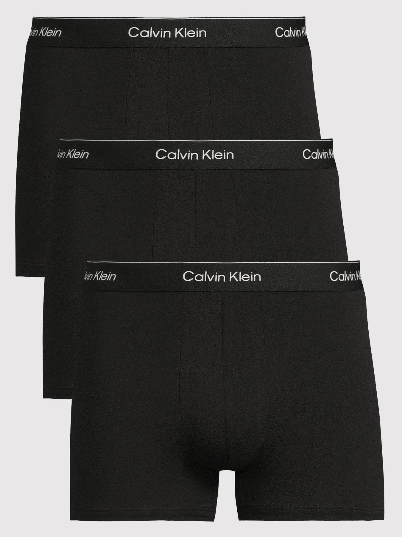 Image 1 of 3 of Calvin Klein Mens ICON Cotton Stretch 3 Pack Contour Trunks - Black