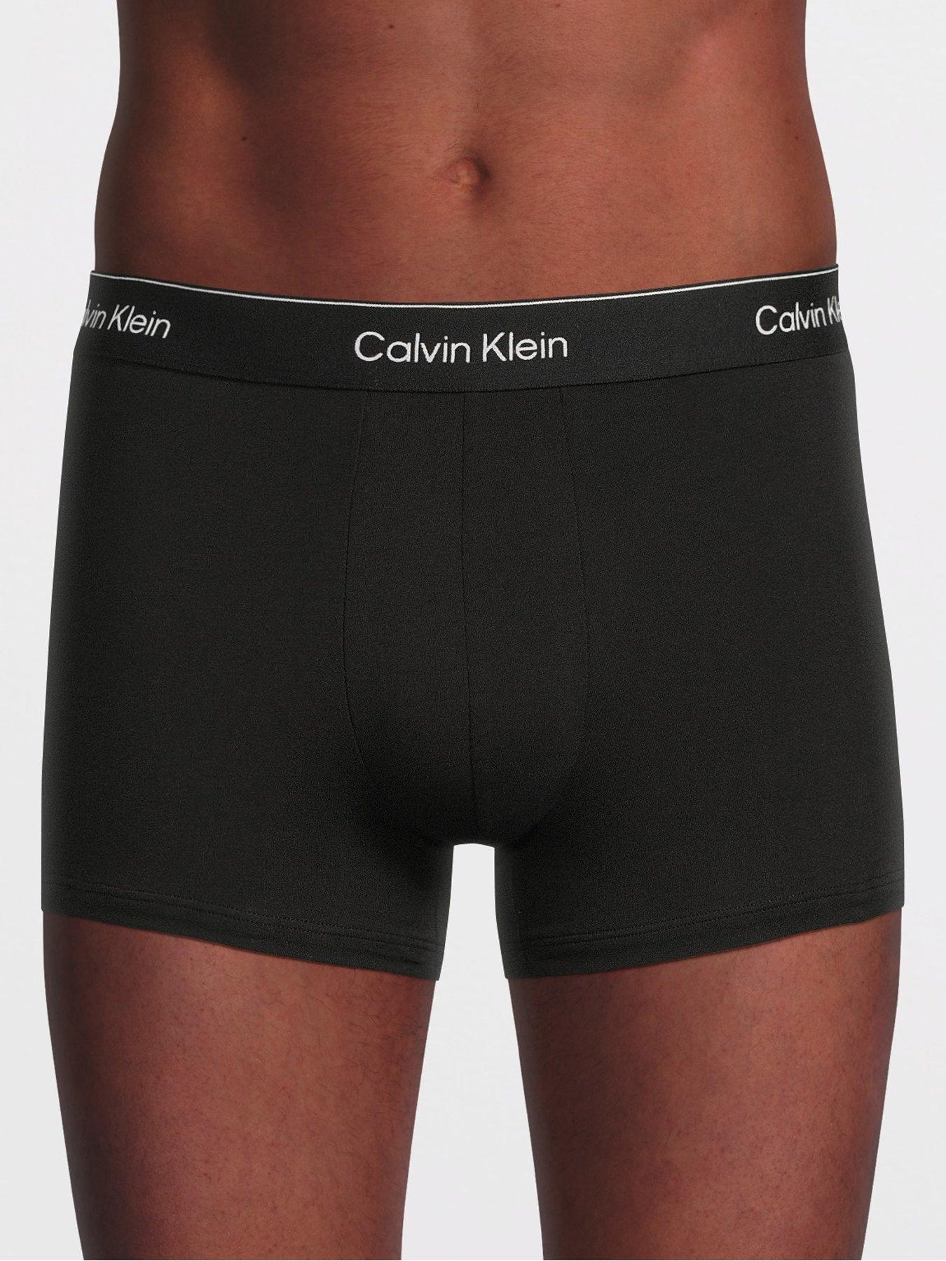 Image 2 of 3 of Calvin Klein Mens ICON Cotton Stretch 3 Pack Contour Trunks - Black