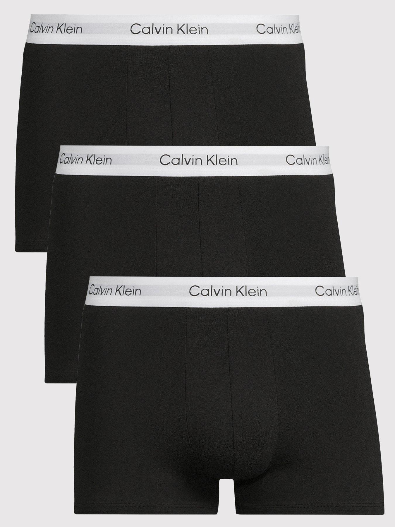 Image 1 of 3 of Calvin Klein Mens ICON Cotton Stretch 3 Pack Contour Trunks - Black