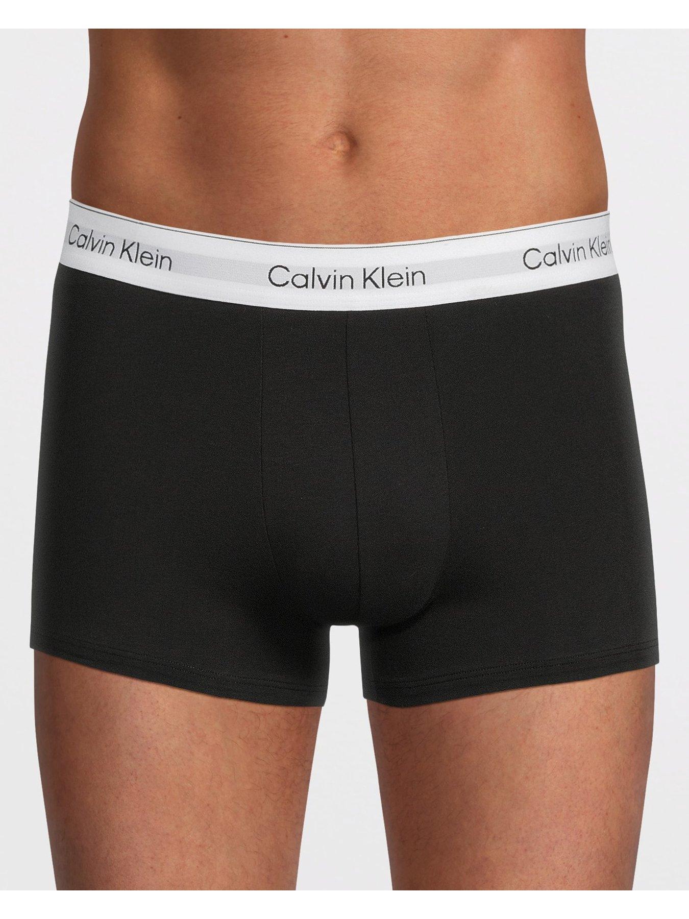 Image 2 of 3 of Calvin Klein Mens ICON Cotton Stretch 3 Pack Contour Trunks - Black