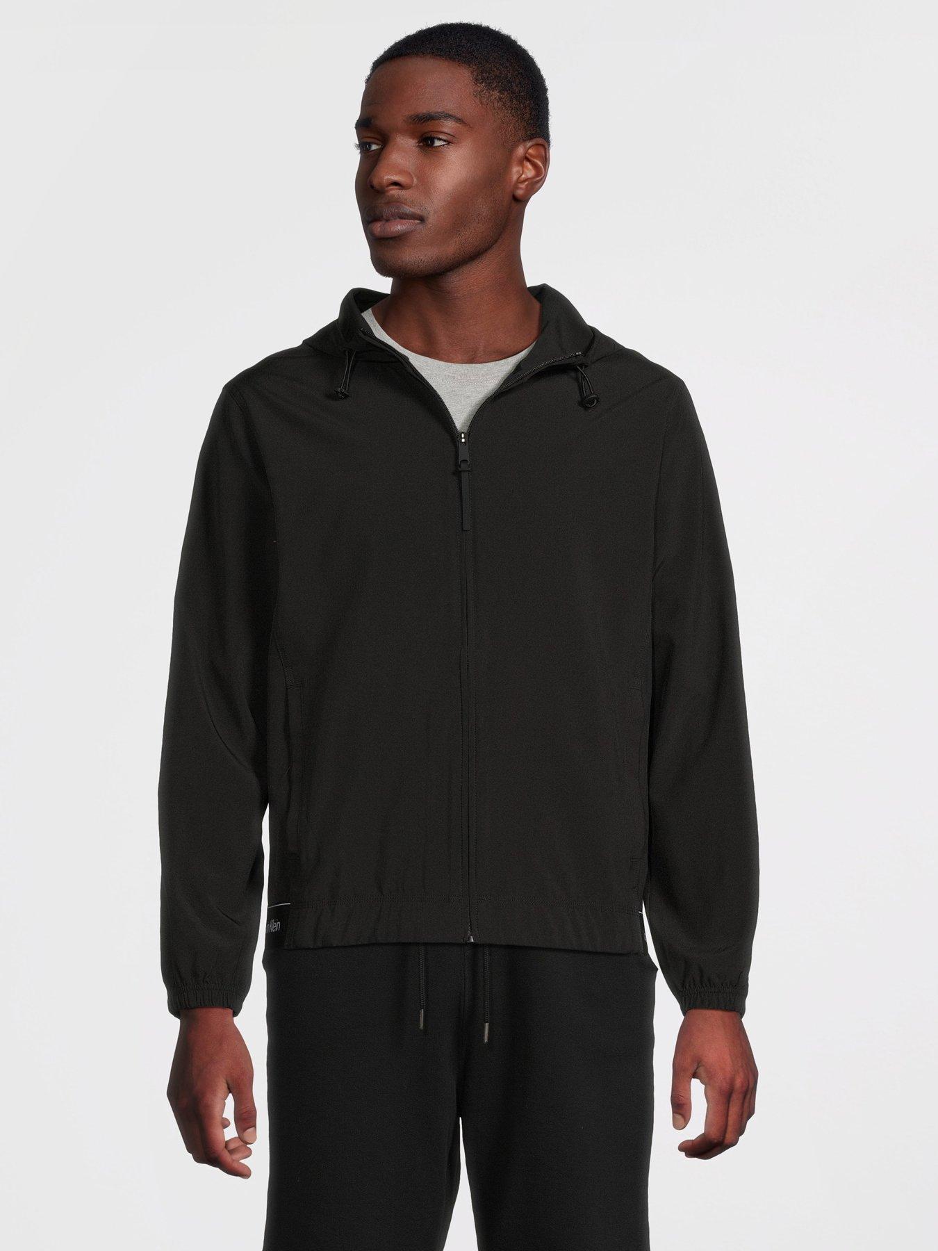Image 1 of 6 of Calvin Klein Sport CK Hooded Zip Thru Woven Lightweight Jacket - Black